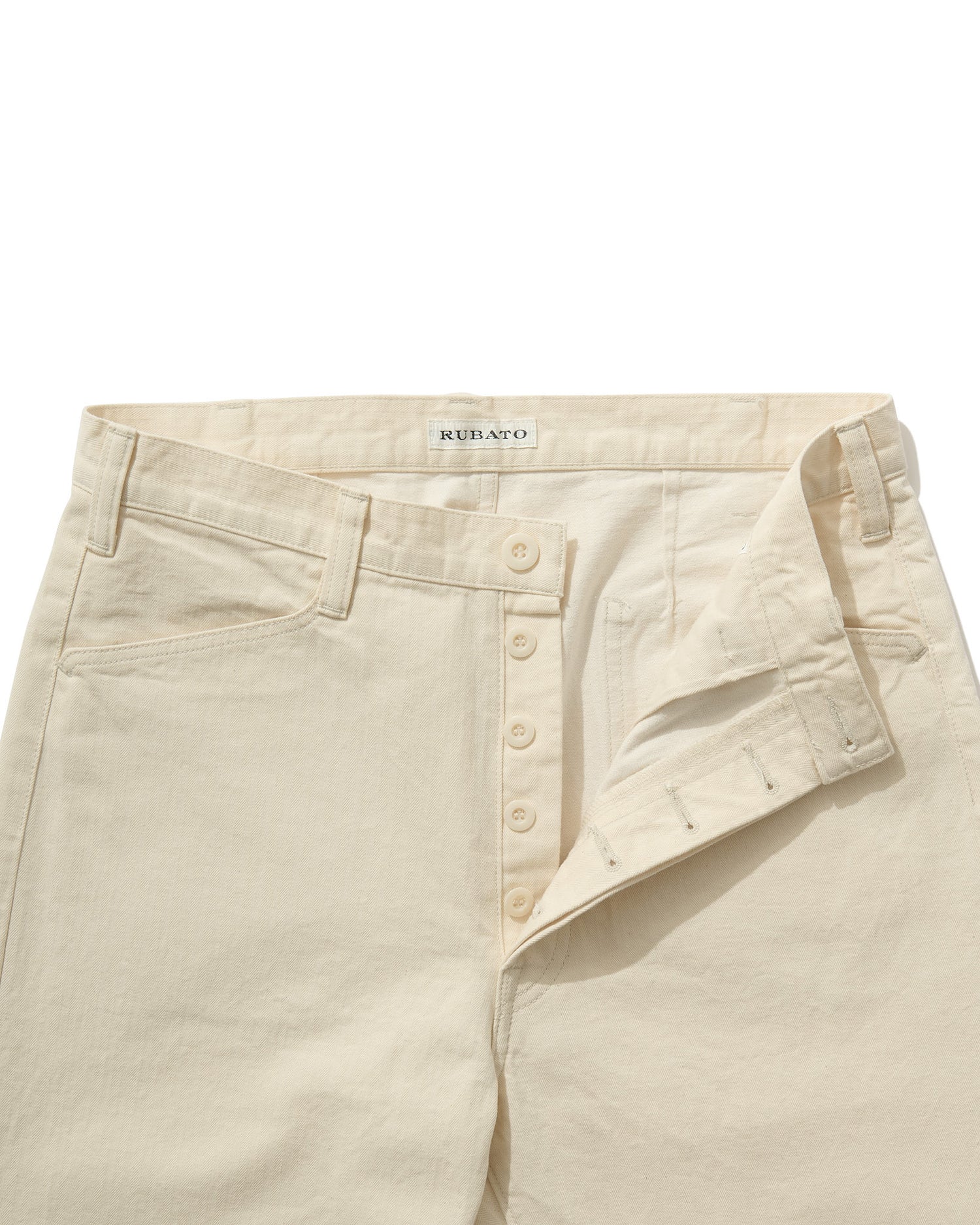 French Pocket Trouser in Cream HBT