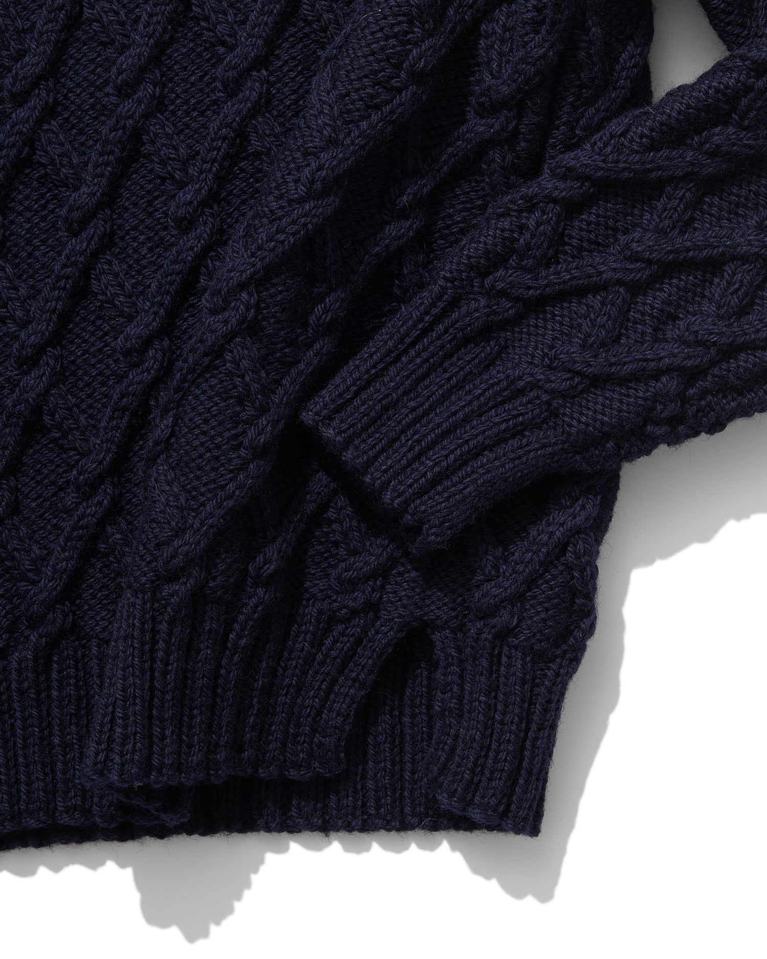 Hand-Knitted Lambswool Mariner Roll Neck Navy