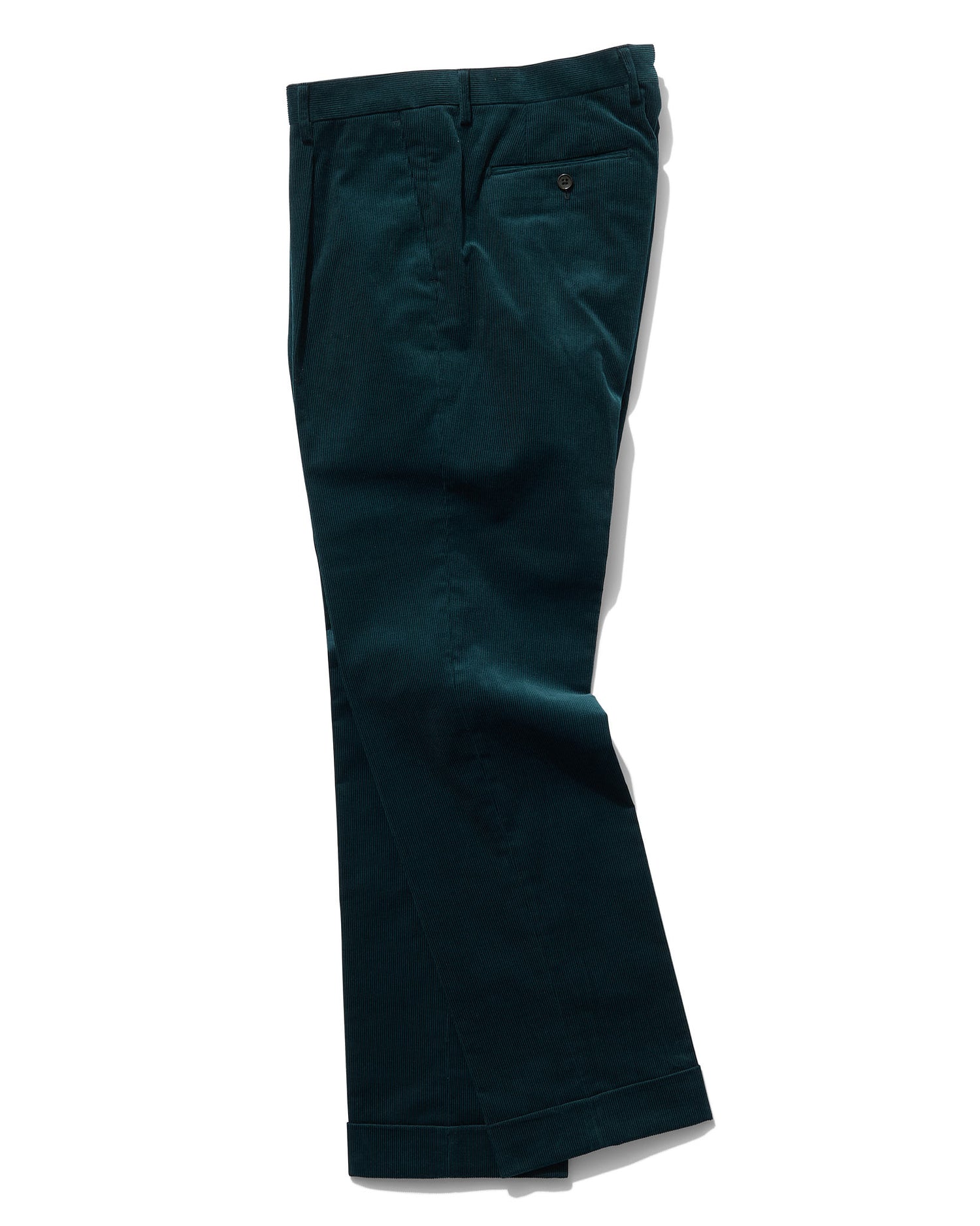 Single Pleat Slacks in Teal Corduroy