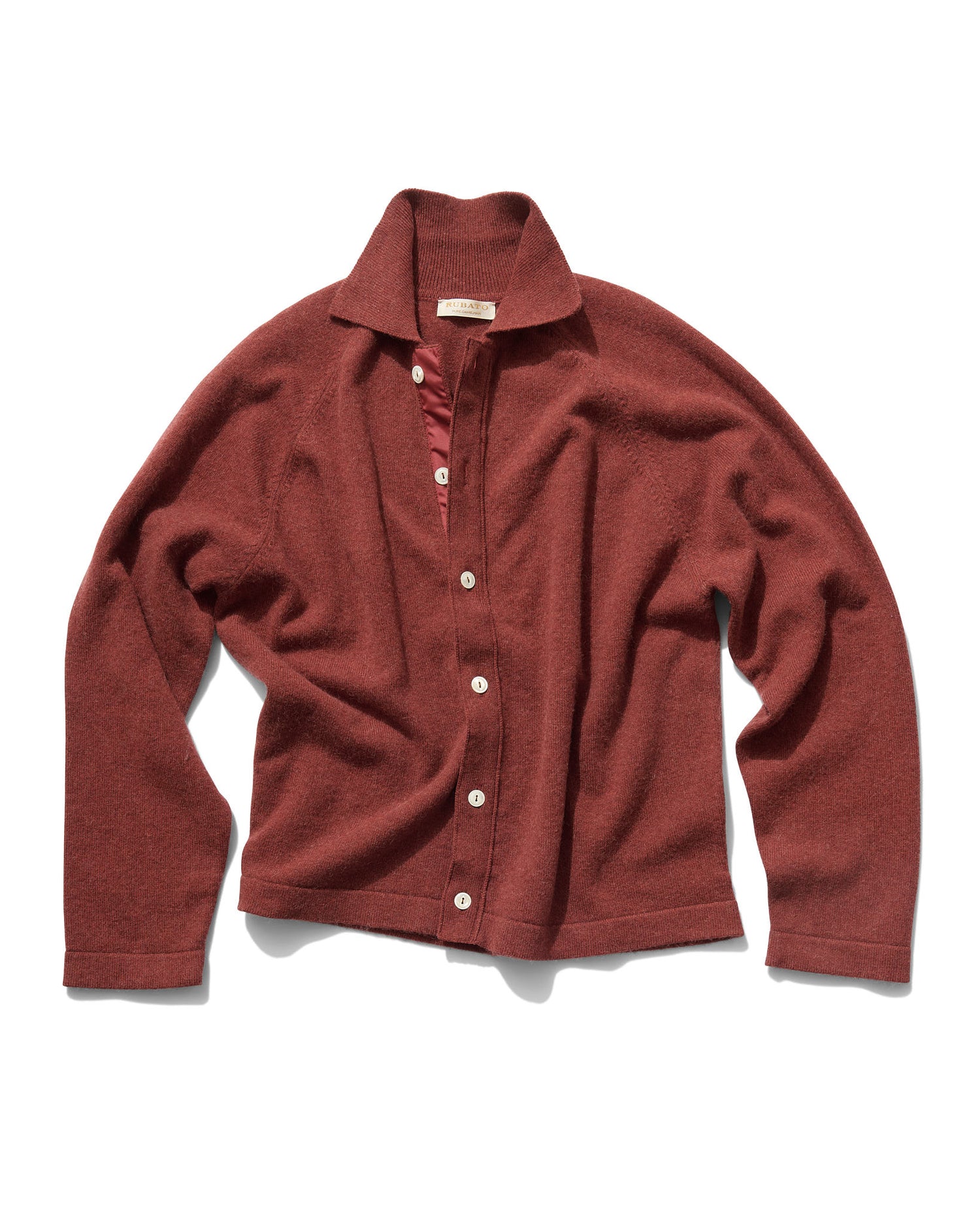 Button-Through Polo in Persimmon Camelhair