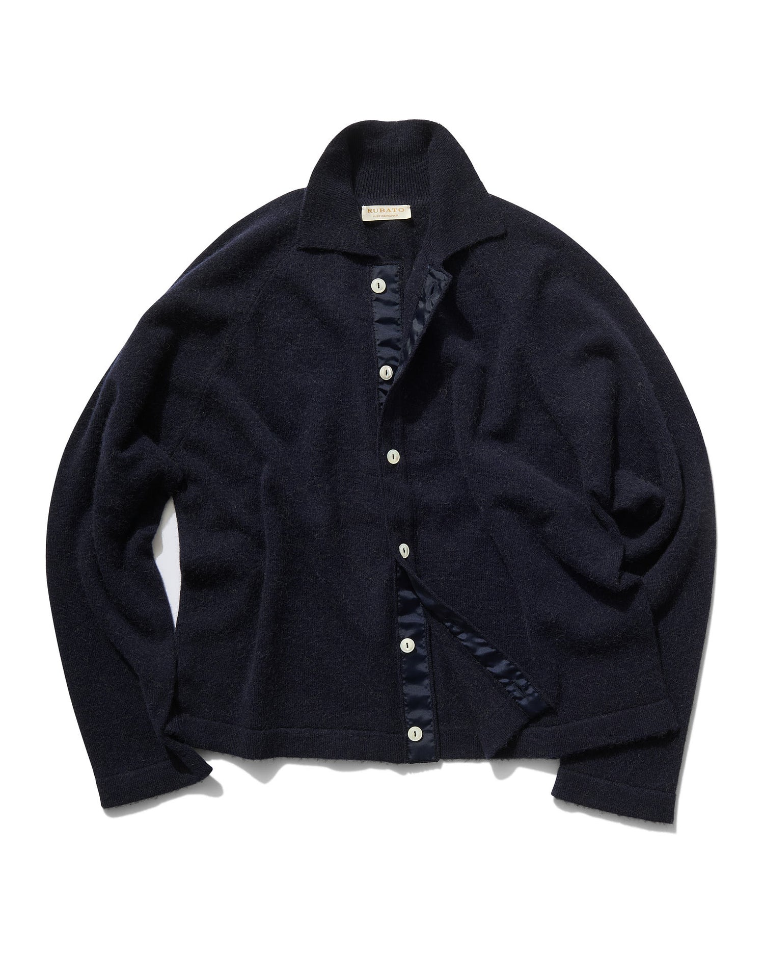 Button-Through Polo in Navy Camelhair