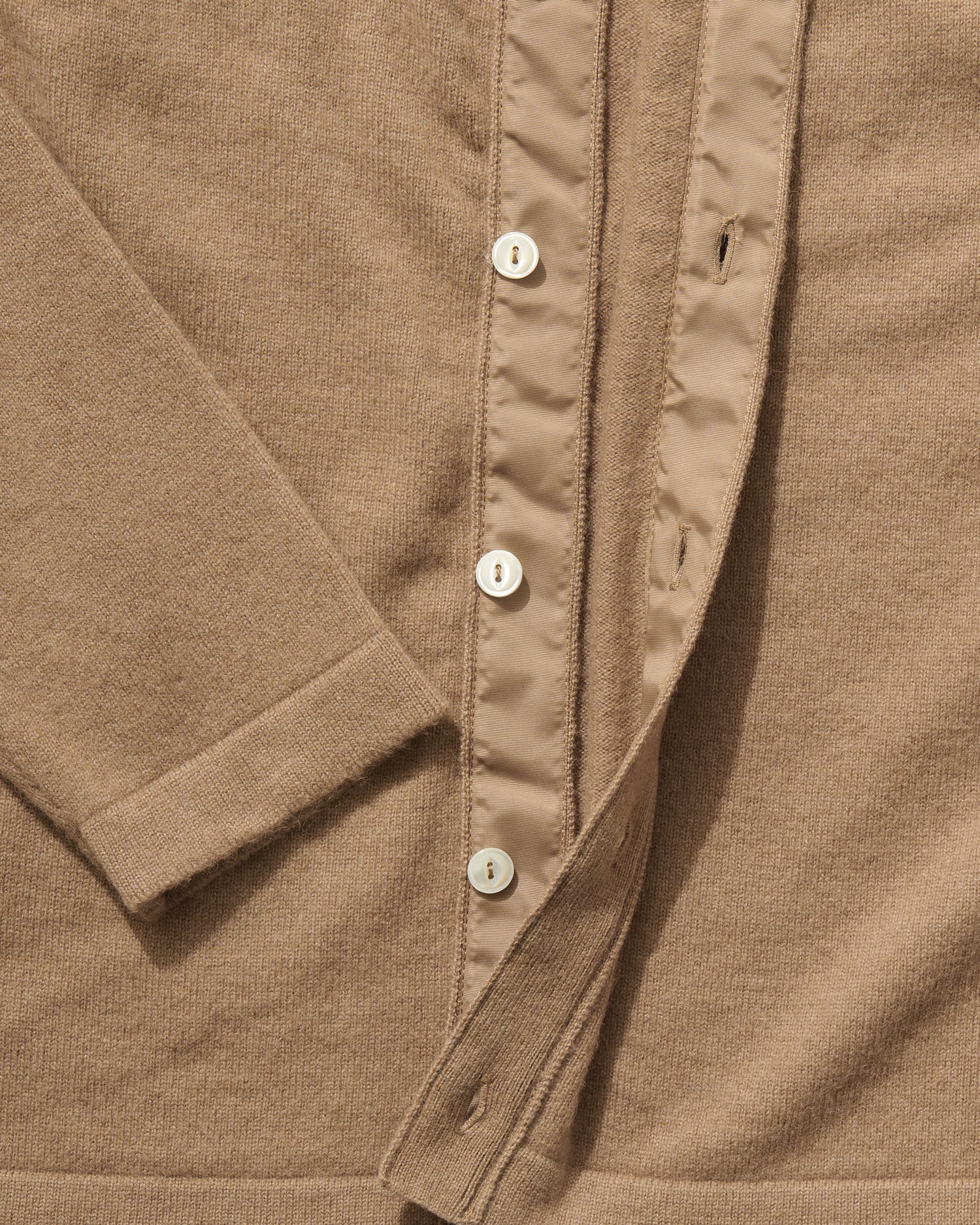 Button-Through Polo in Natural Camelhair