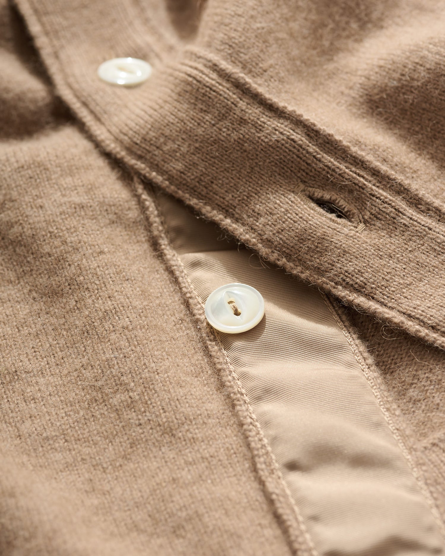 Button-Through Polo in Natural Camelhair