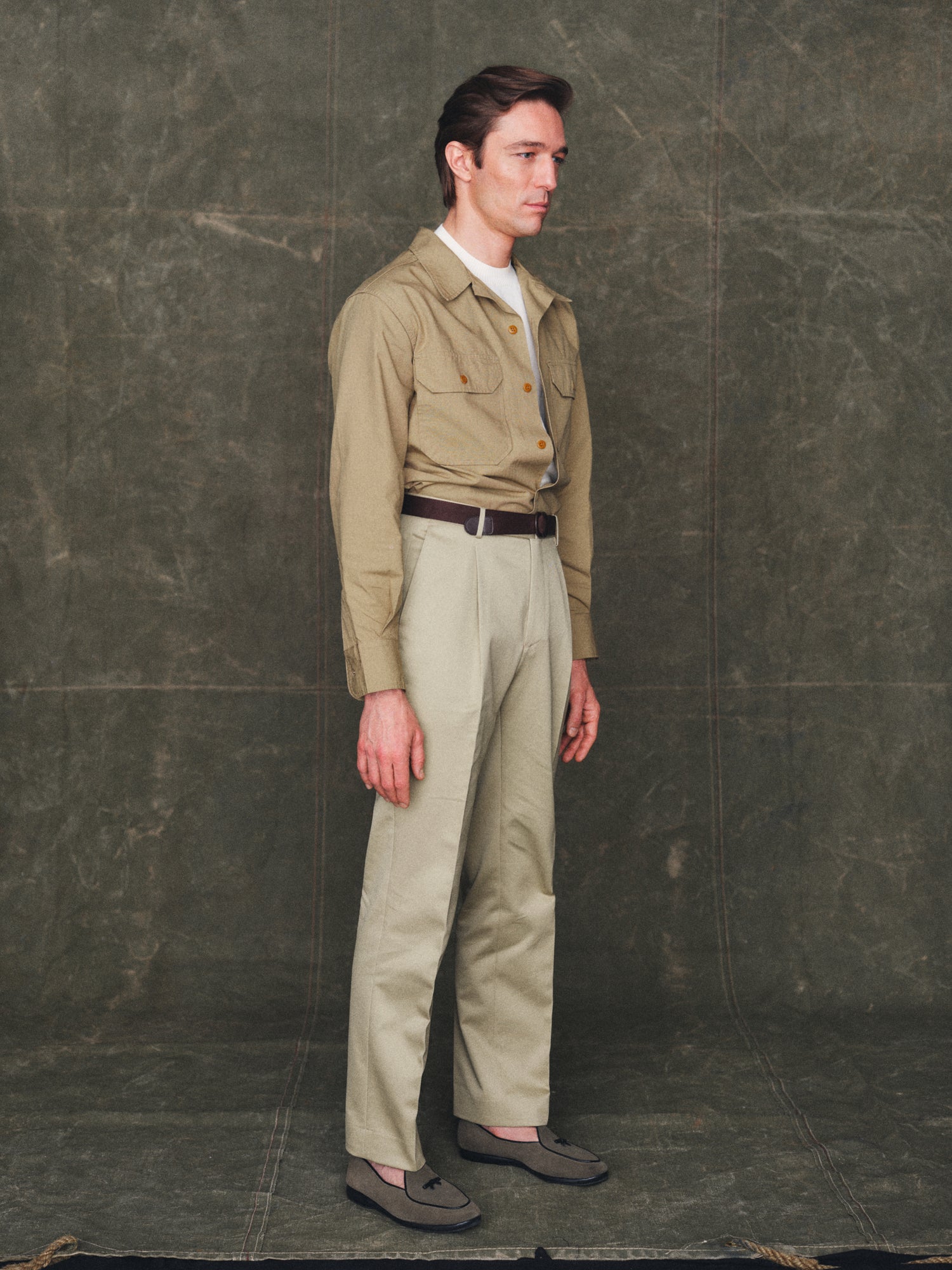 Cotton Slacks in Khaki
