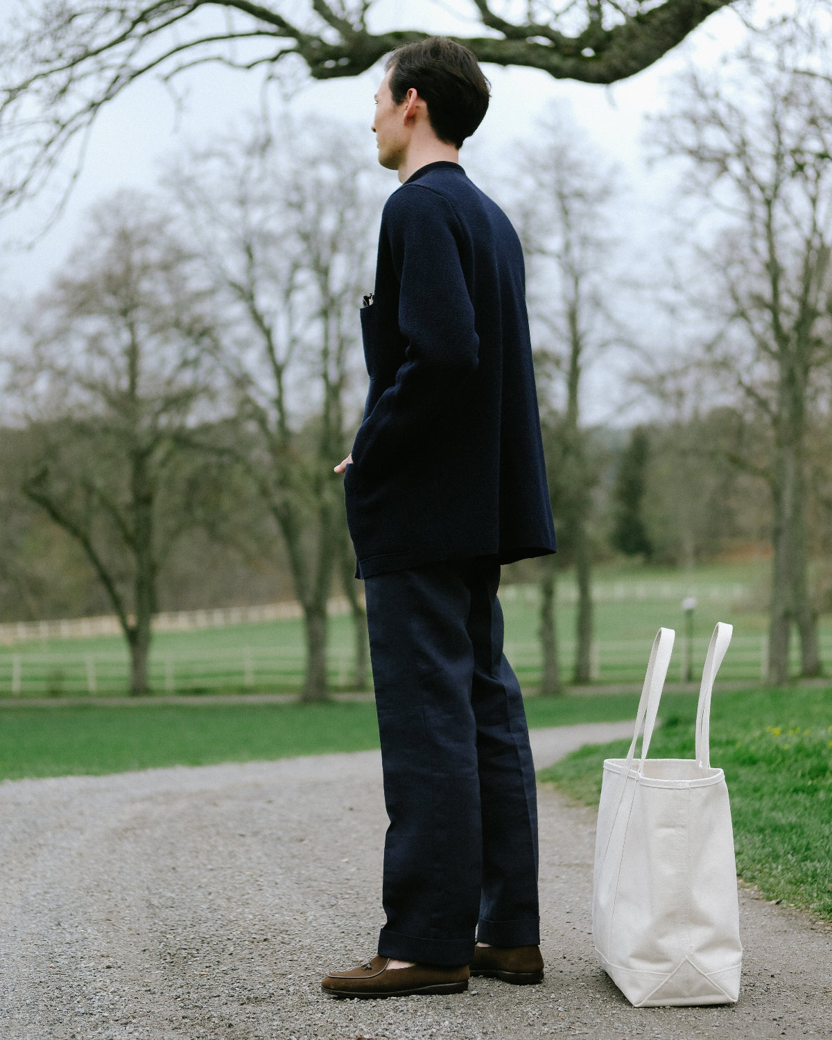 Linen Slacks in Navy
