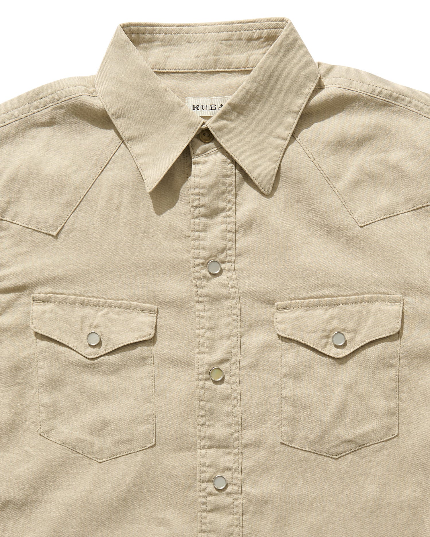 Lightweight Roper Shirt in Beige Brushed Cotton/Linen