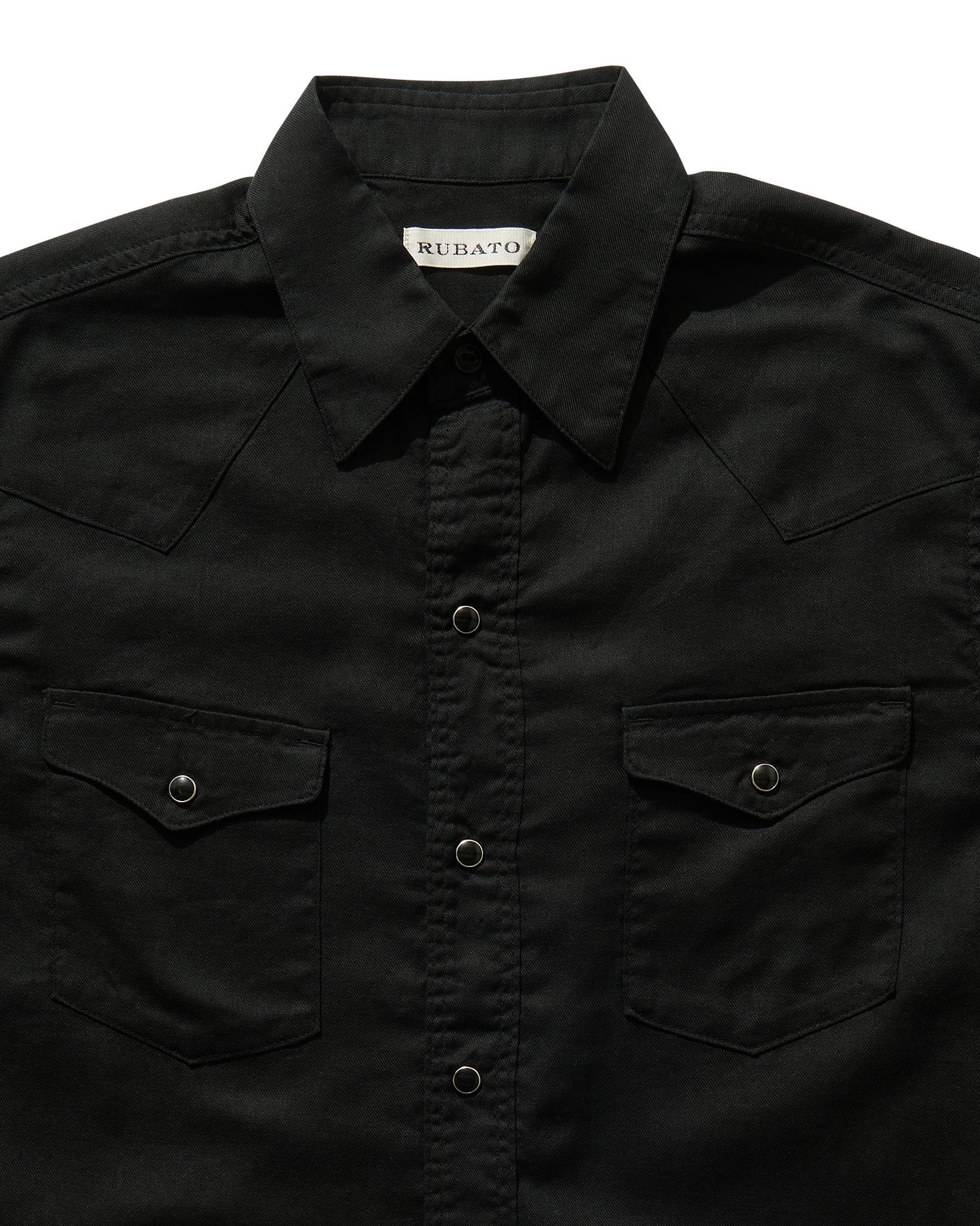 Lightweight Roper Shirt in Black Brushed Cotton/Linen