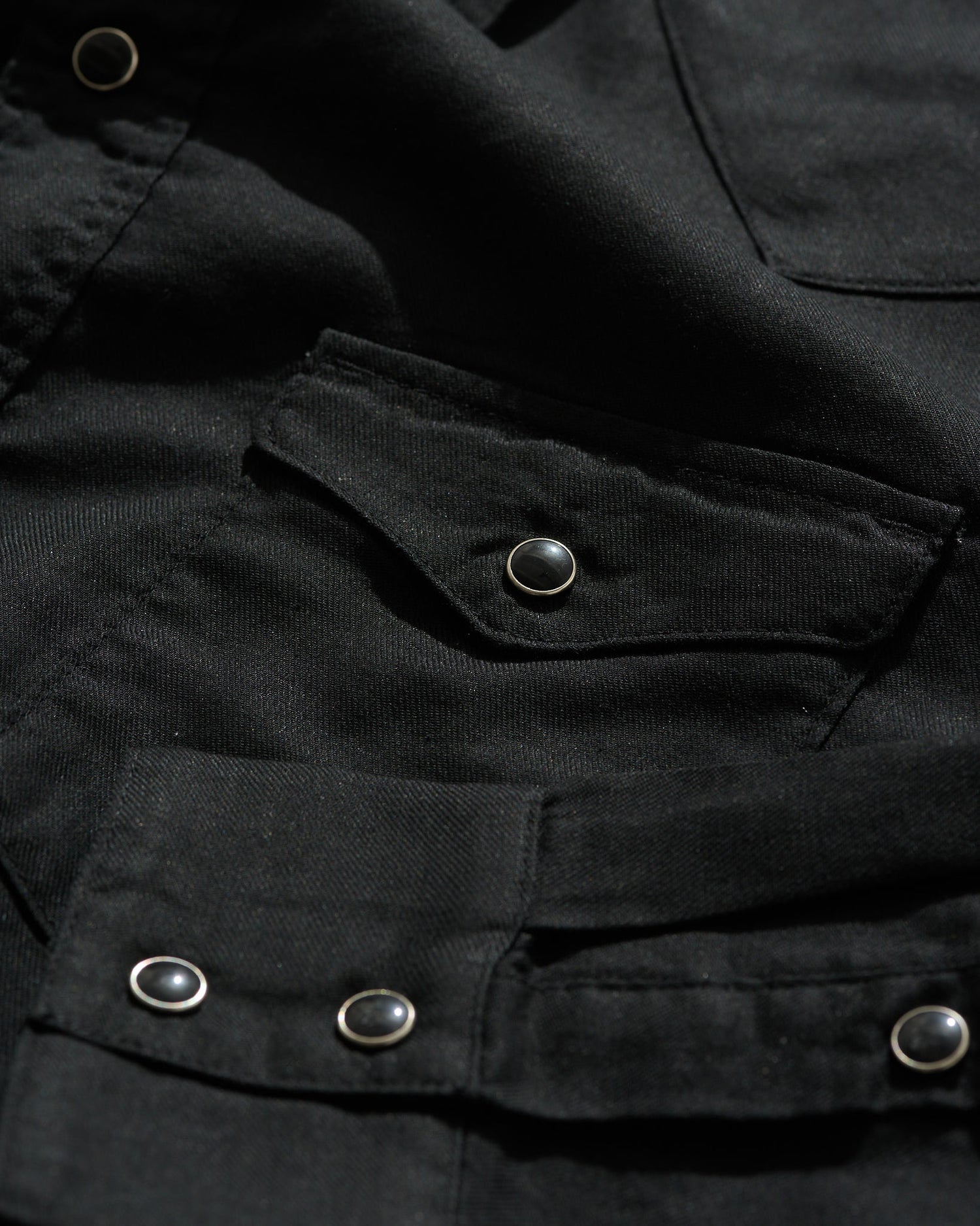 Lightweight Roper Shirt in Black Brushed Cotton/Linen