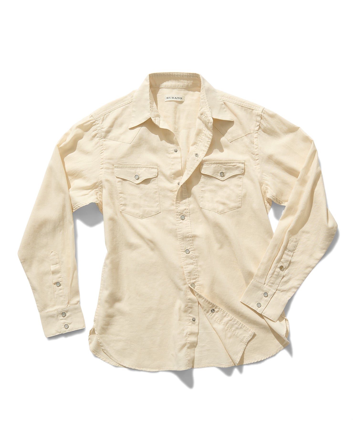 Lightweight Roper Shirt in Cream Brushed Cotton/Linen