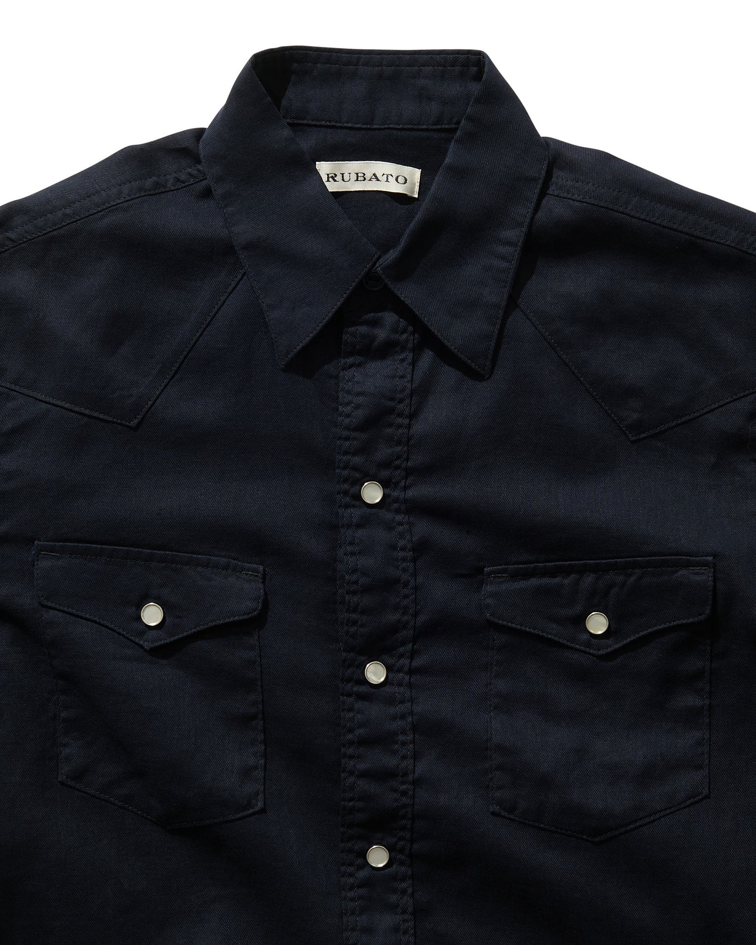 Lightweight Roper Shirt in Navy Brushed Cotton/Linen