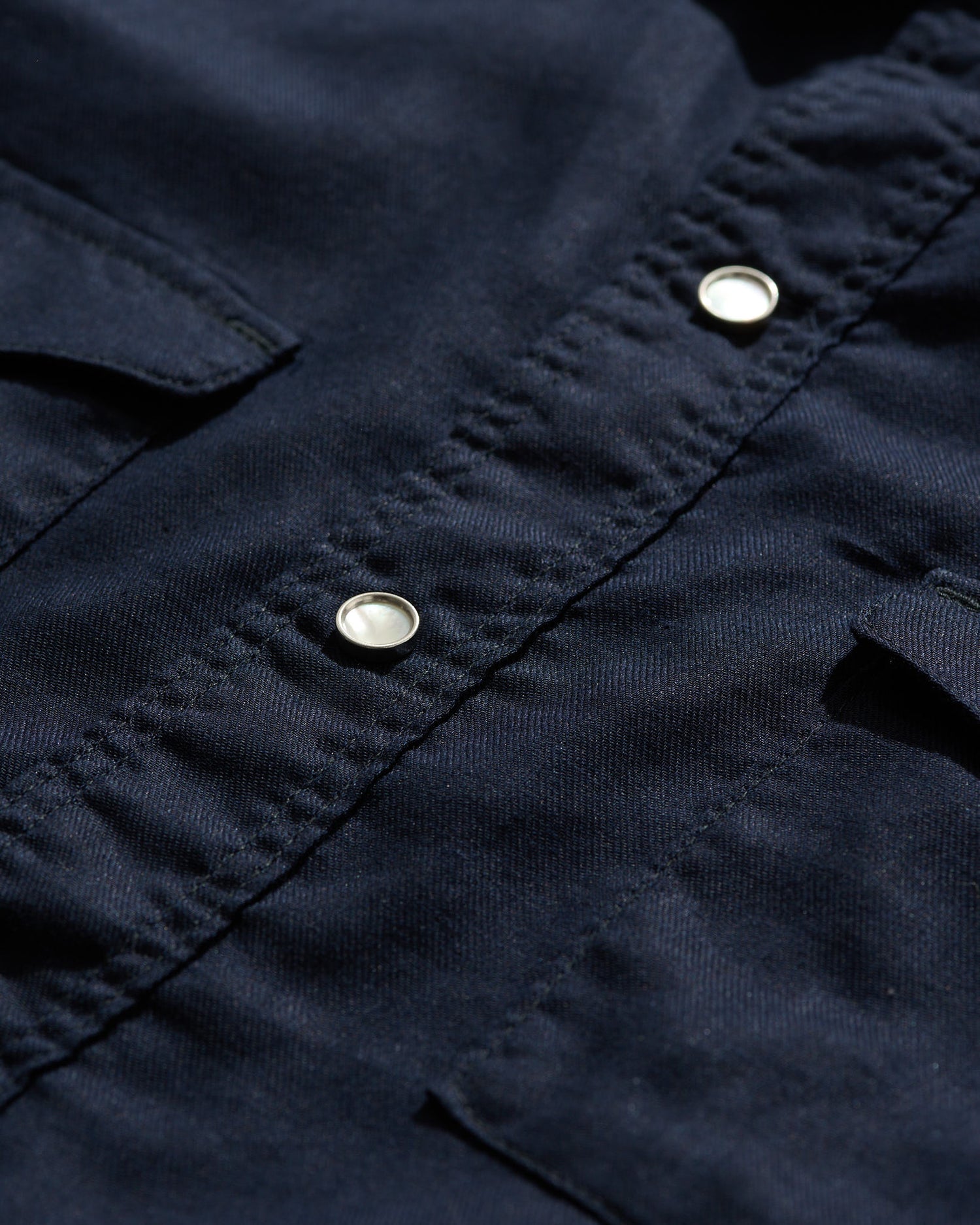 Lightweight Roper Shirt in Navy Brushed Cotton/Linen