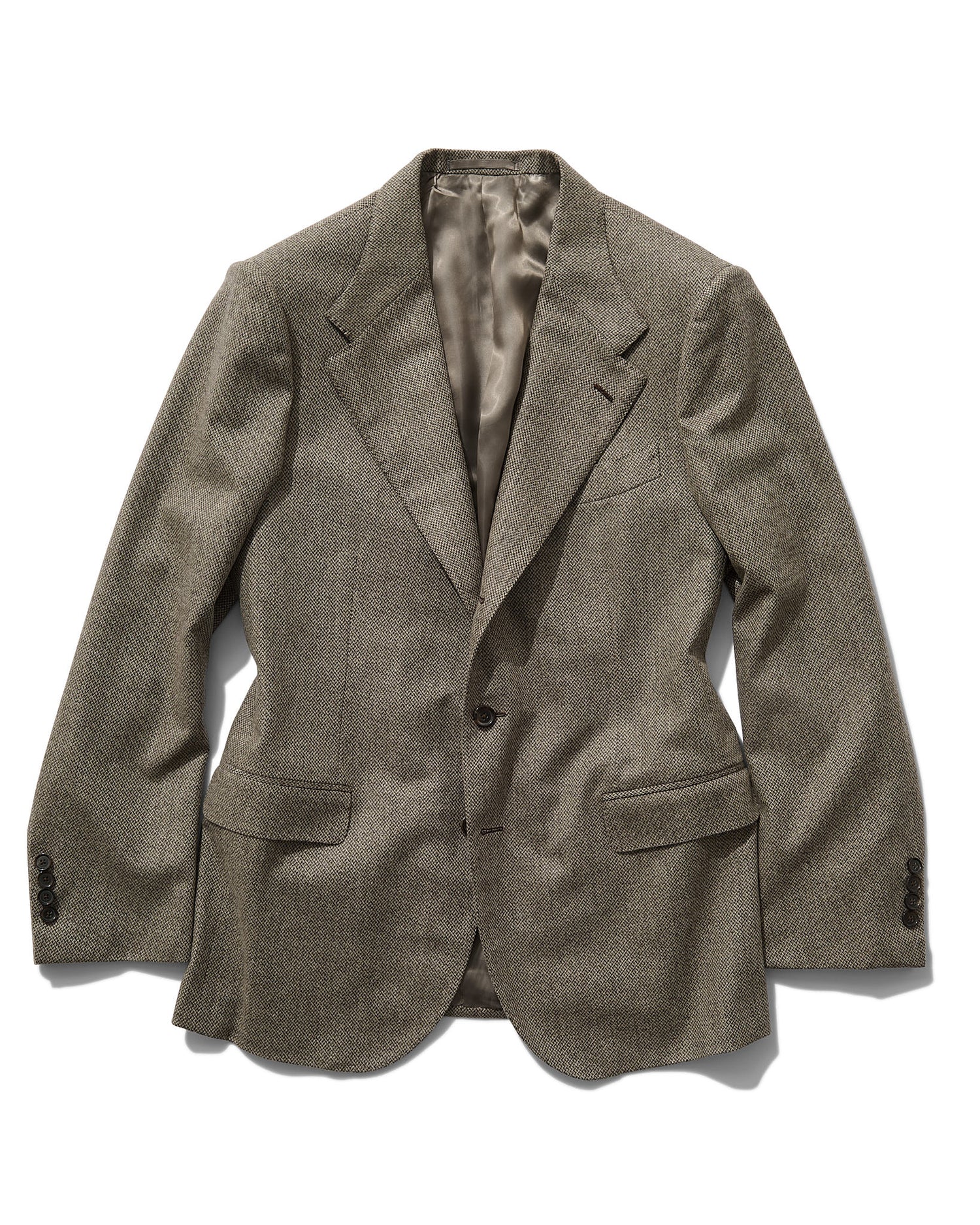 Single Breasted Jacket in Beige Micro Herringbone