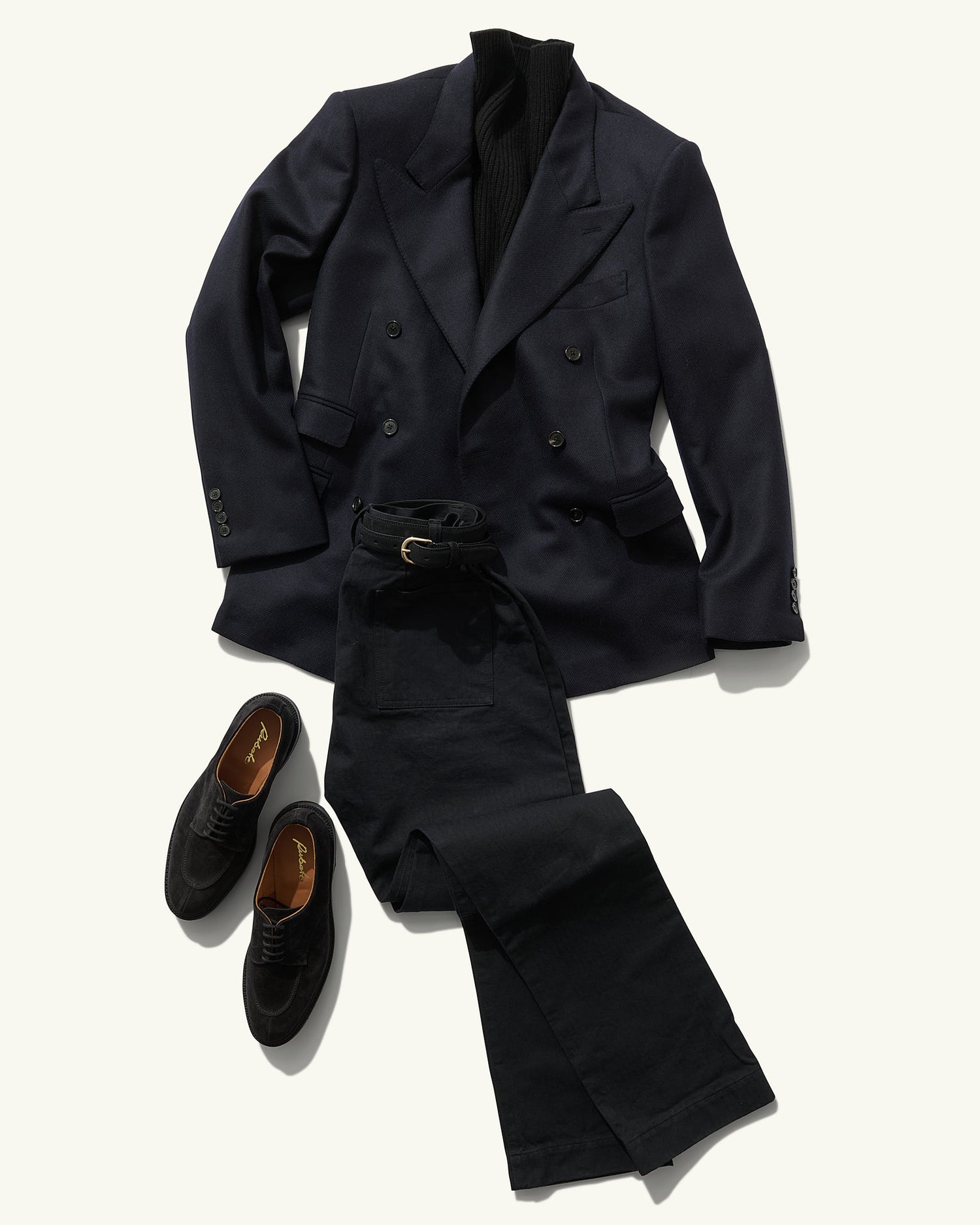 Double Breasted Jacket in Navy Twill