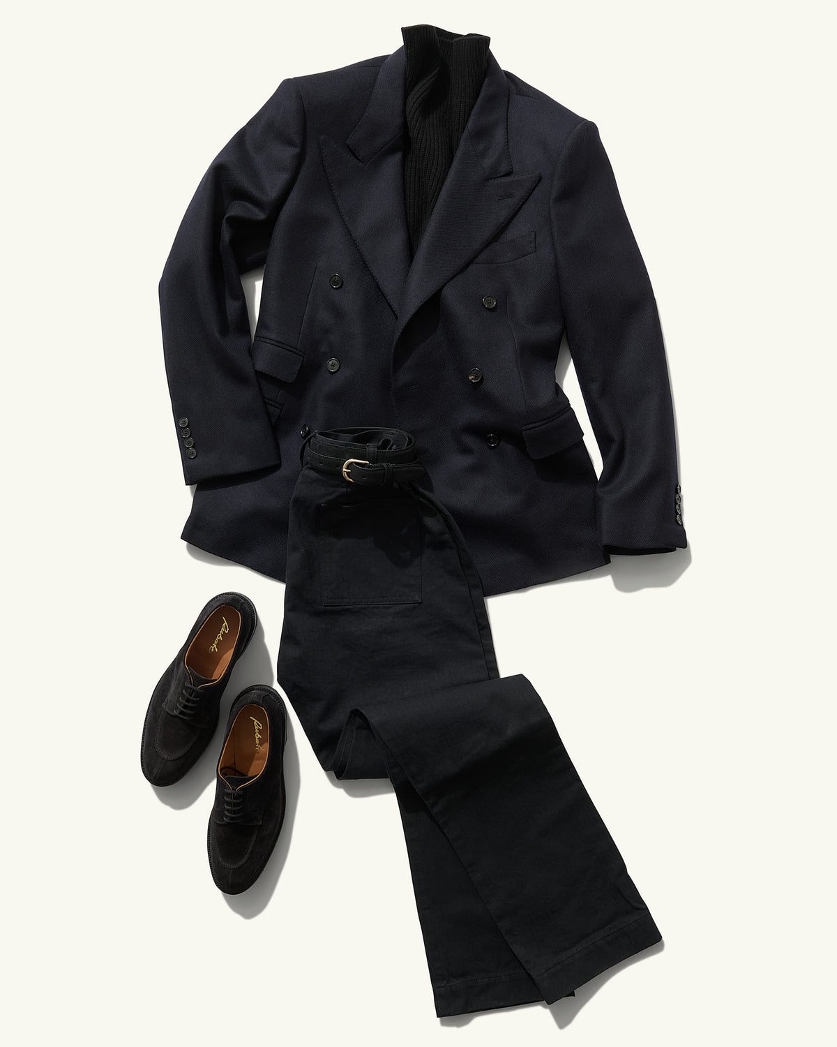 Double Breasted Jacket in Navy Twill
