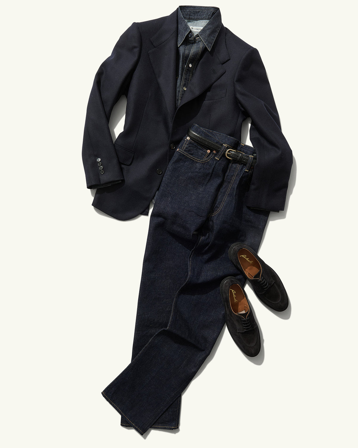 Single Breasted Jacket in Navy Twill