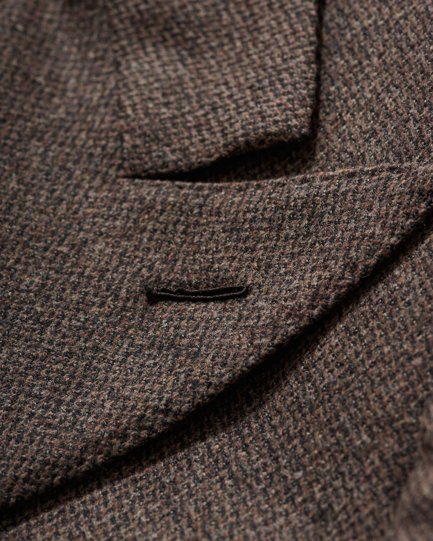 Double Breasted Jacket in Brown Micro Herringbone