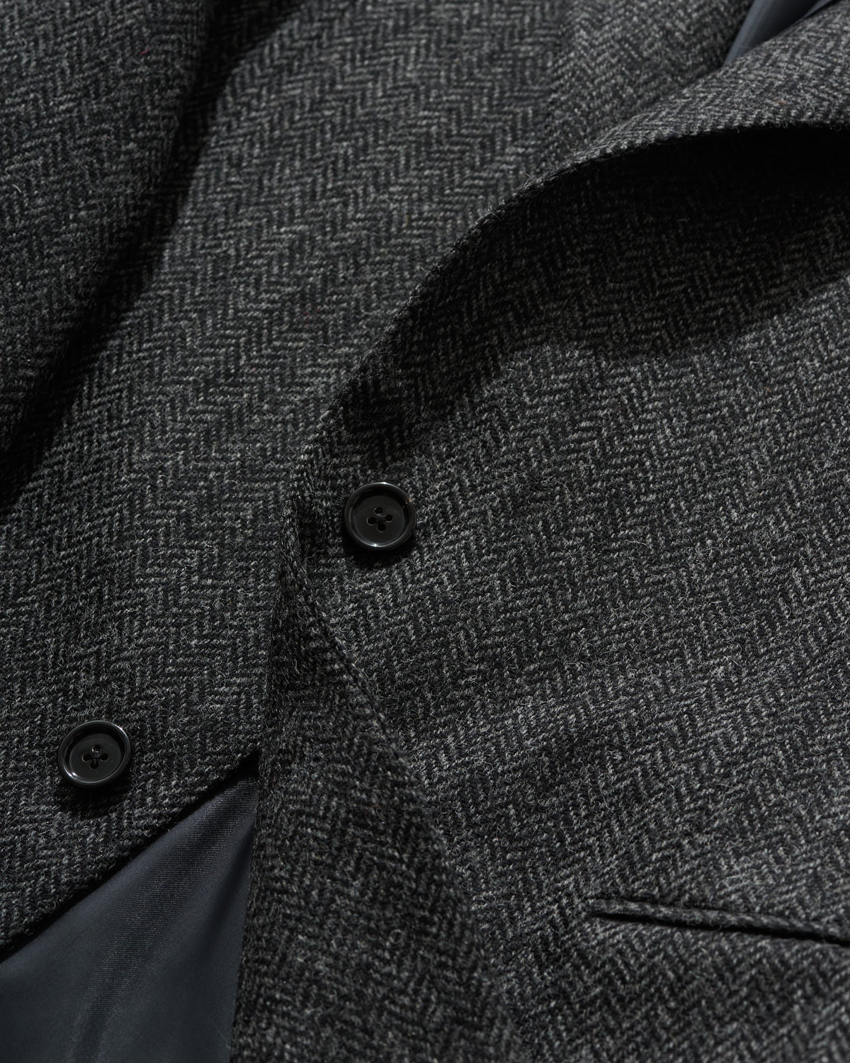 Single Breasted Jacket in Charcoal Herringbone Twill