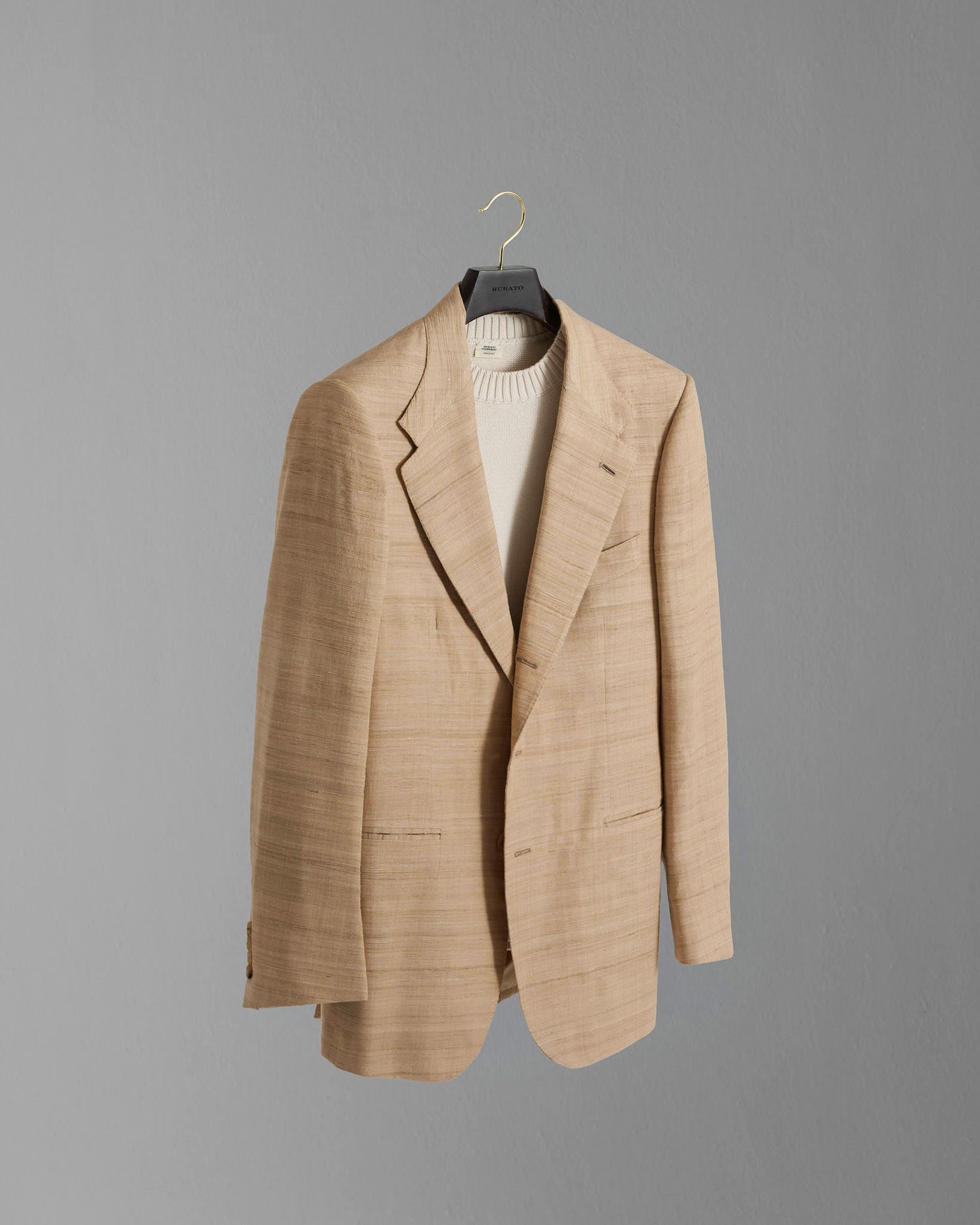 Single Breasted Silk Tweed Jacket in Light Taupe