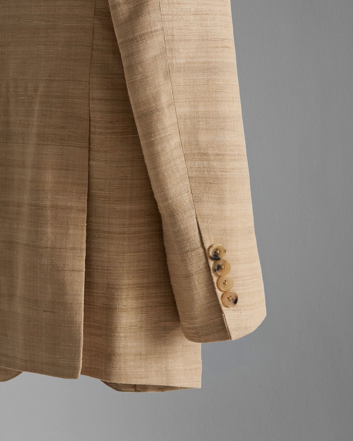 Single Breasted Silk Tweed Jacket in Light Taupe