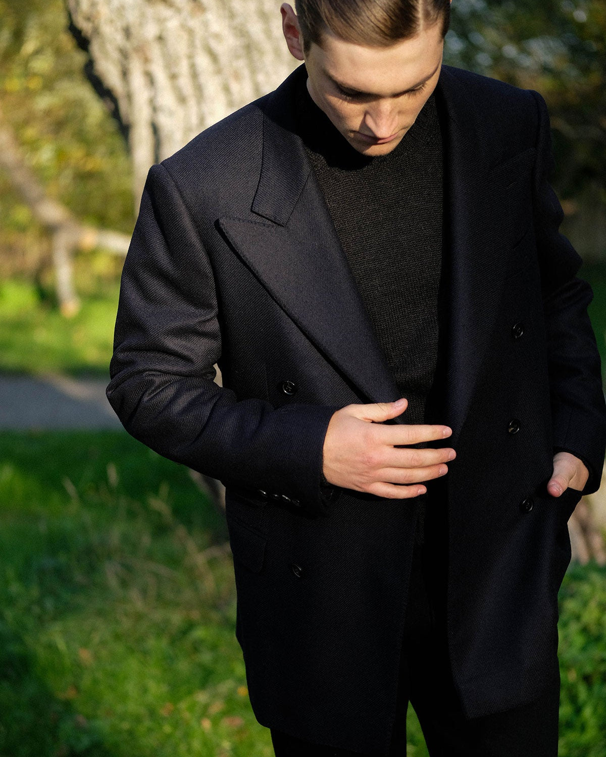 Double Breasted Jacket in Navy Twill