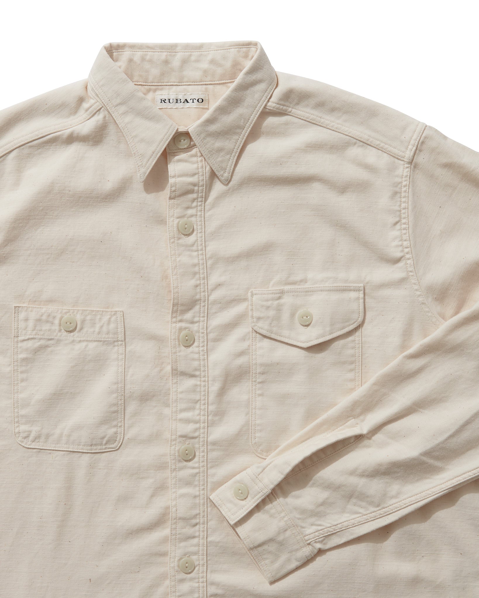 Work Shirt in Ecru Military Satin