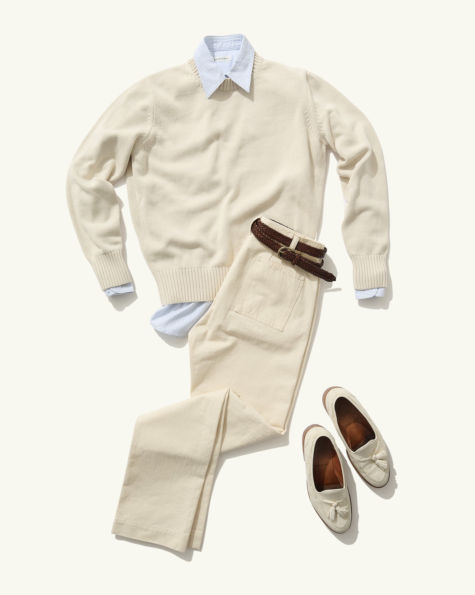 French Pocket Trouser in Cream HBT