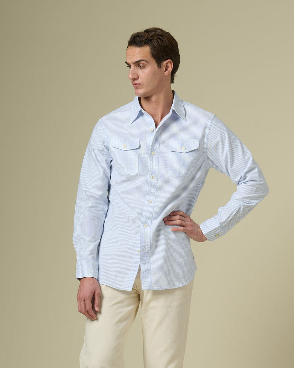 "R" Shirt in Classic Stripe Oxford