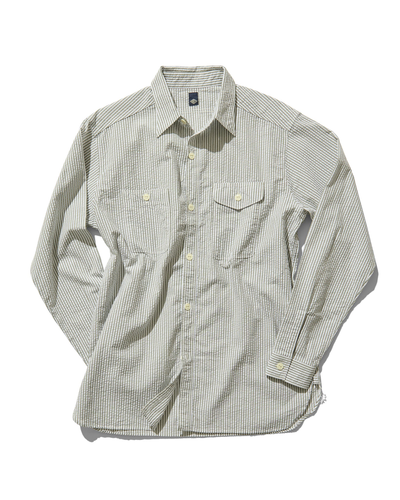 Work Shirt in Green Stripe Seersucker
