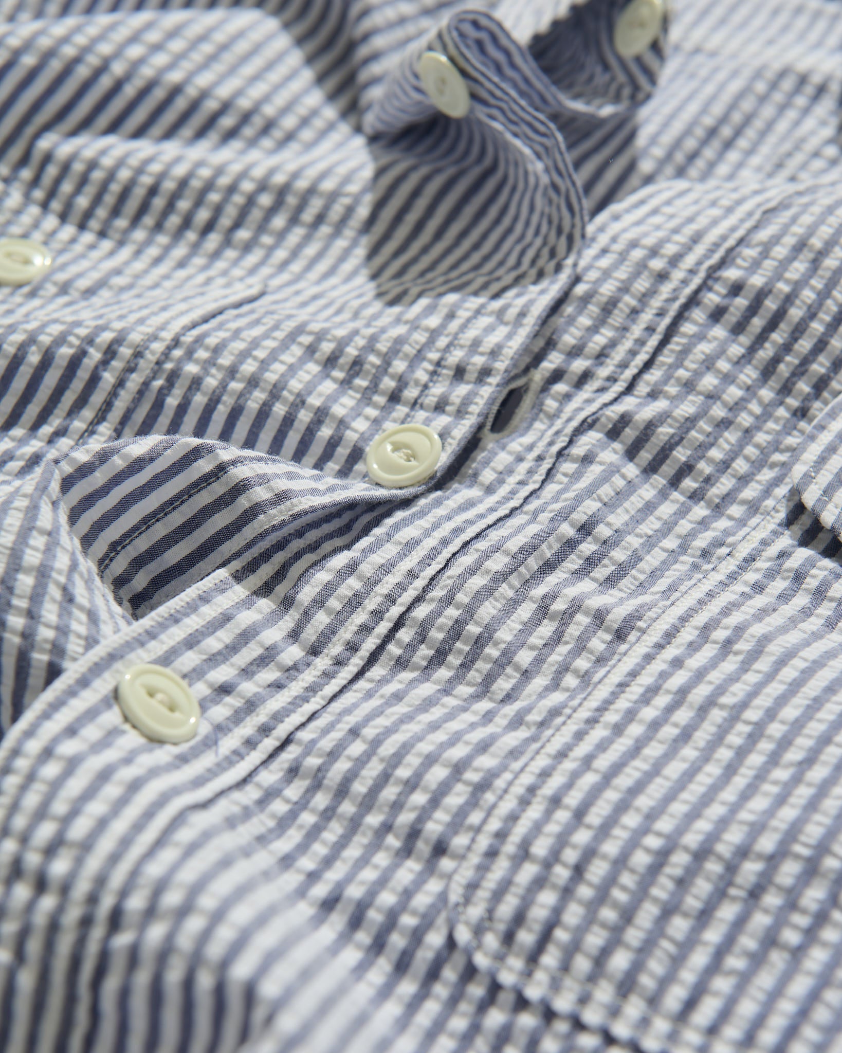 Work Shirt in Navy Stripe Seersucker