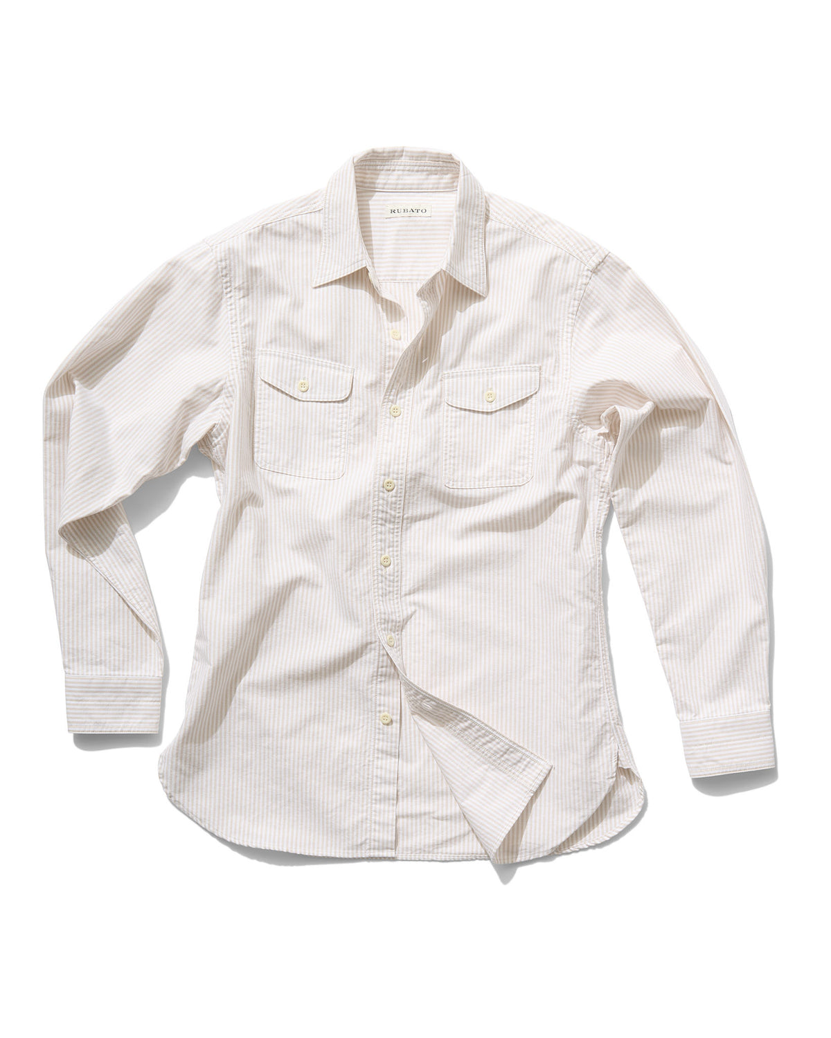"R" Shirt in Beige Stripe