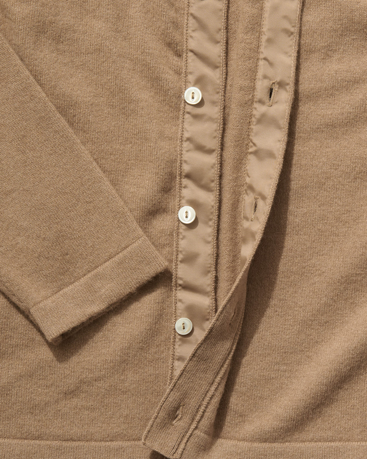Button-Through Polo in Natural Camelhair