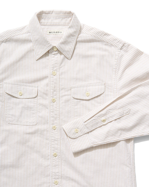 "R" Shirt in Beige Stripe