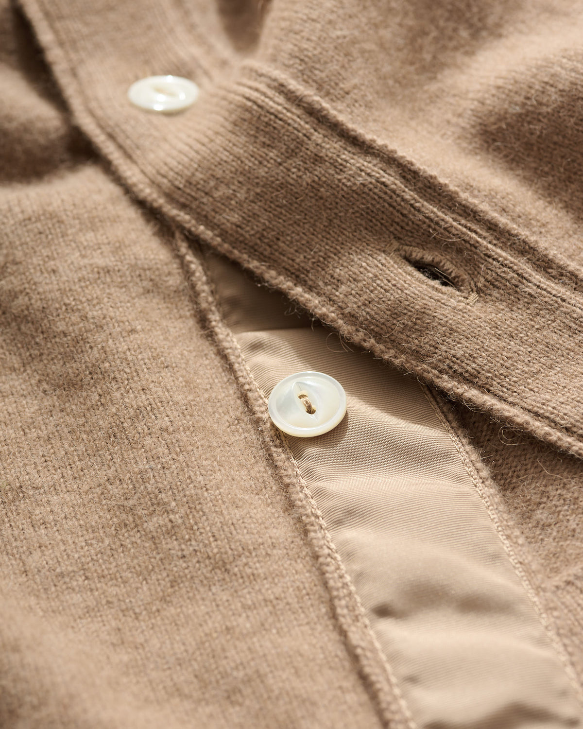 Button-Through Polo in Natural Camelhair