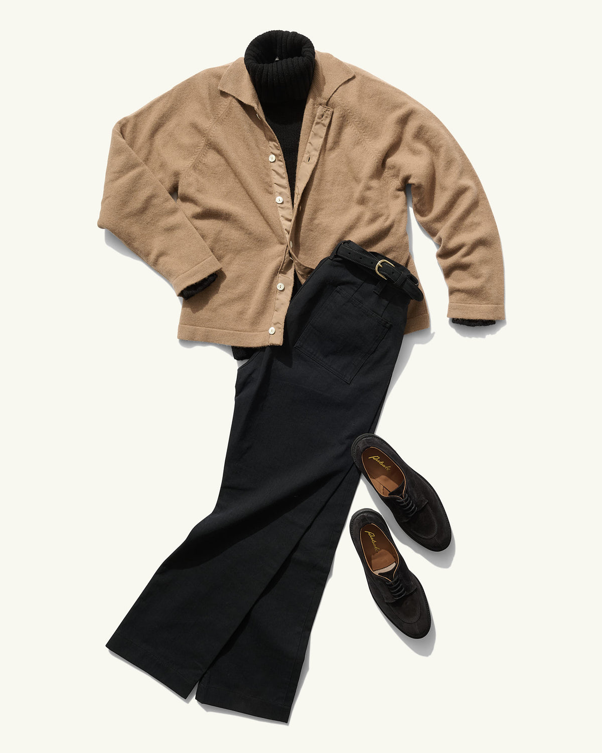 Button-Through Polo in Natural Camelhair