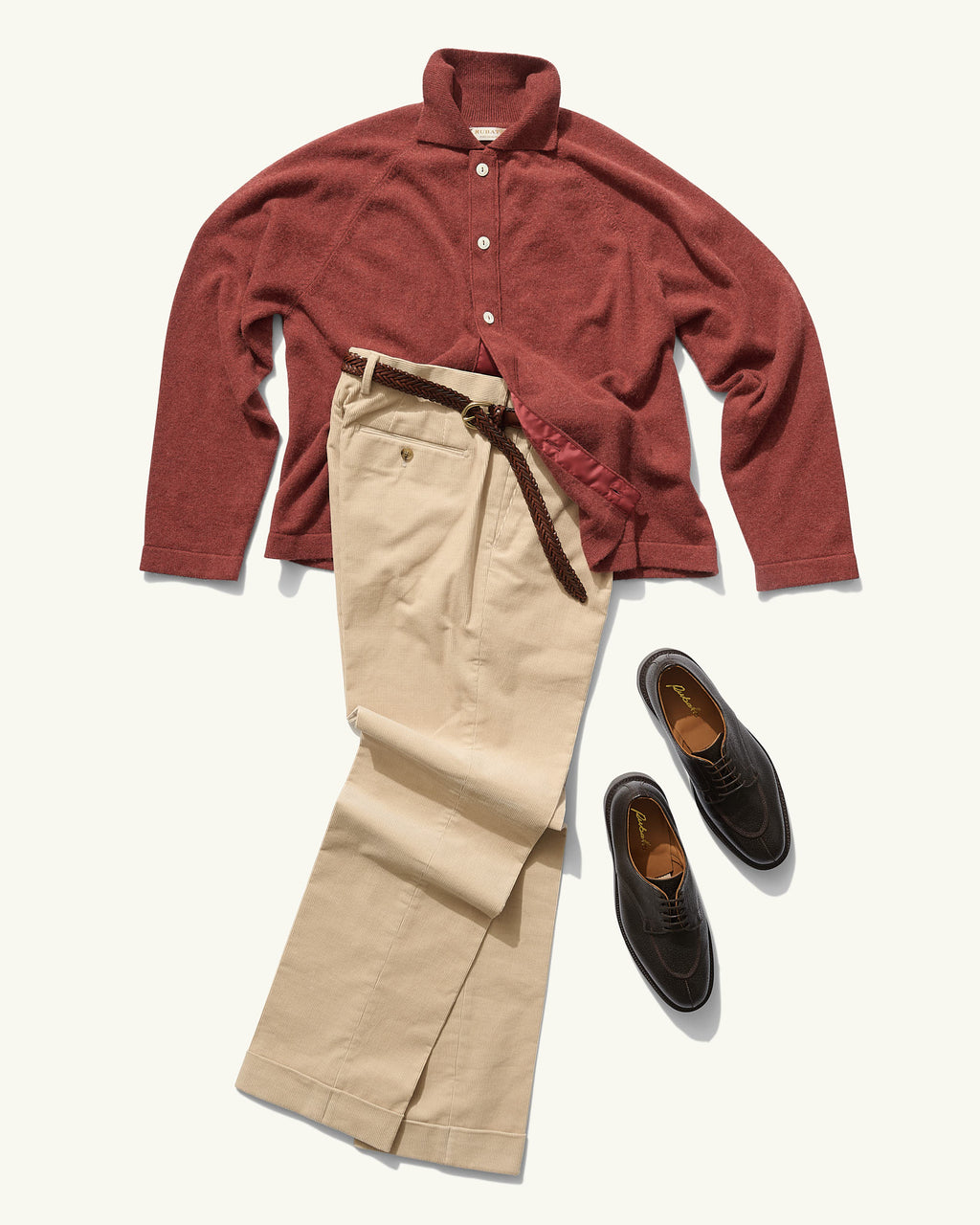 Button-Through Polo in Persimmon Camelhair