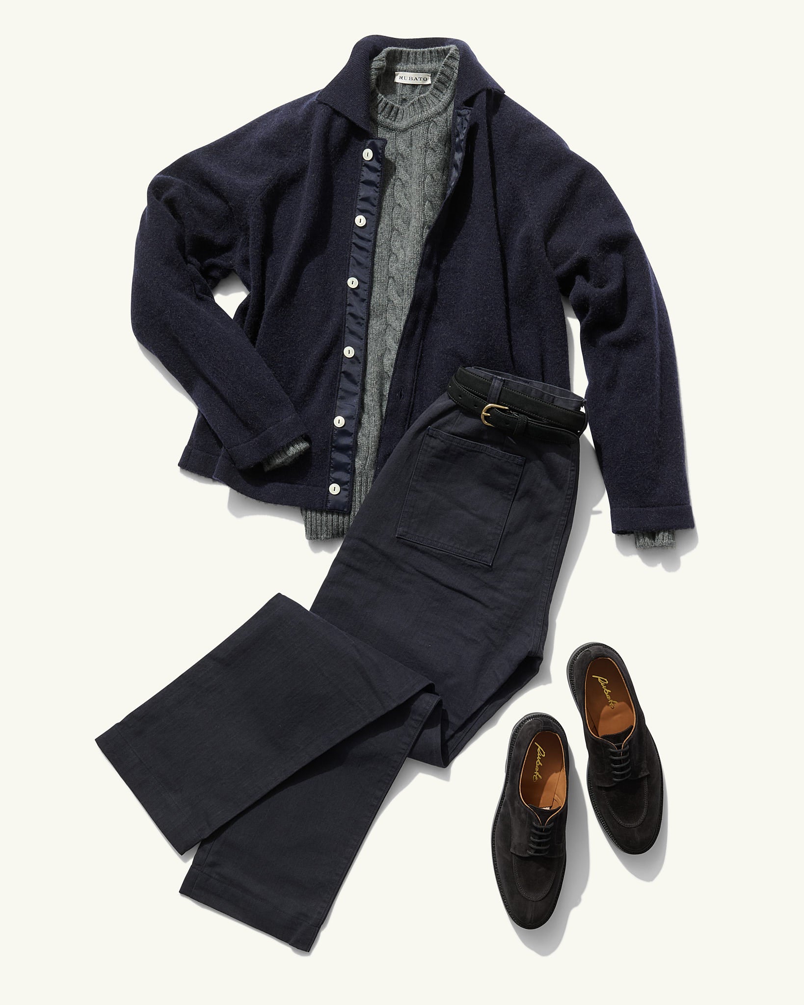 Button-Through Polo in Navy Camelhair