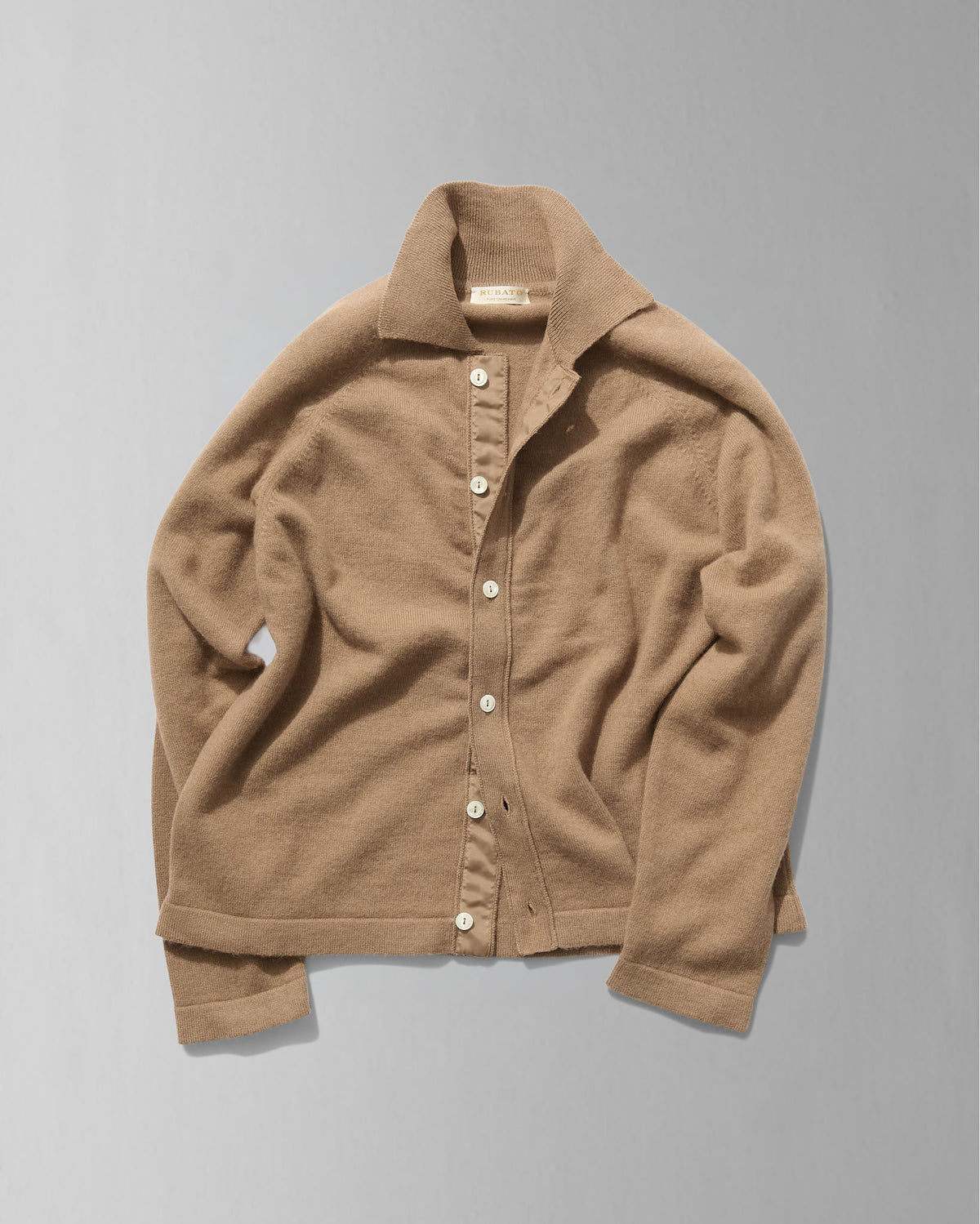 Button-Through Polo in Natural Camelhair