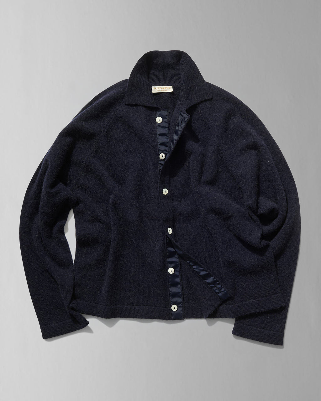Button-Through Polo in Navy Camelhair