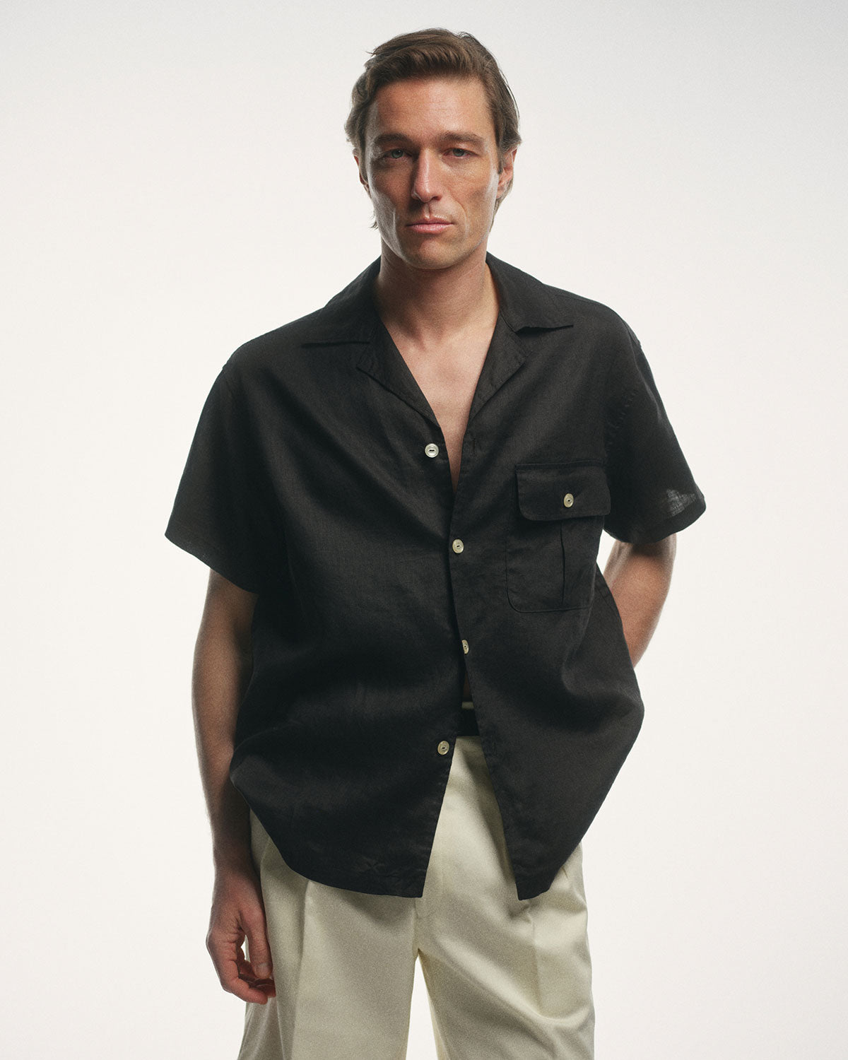 Camp Collar Shirt in Black