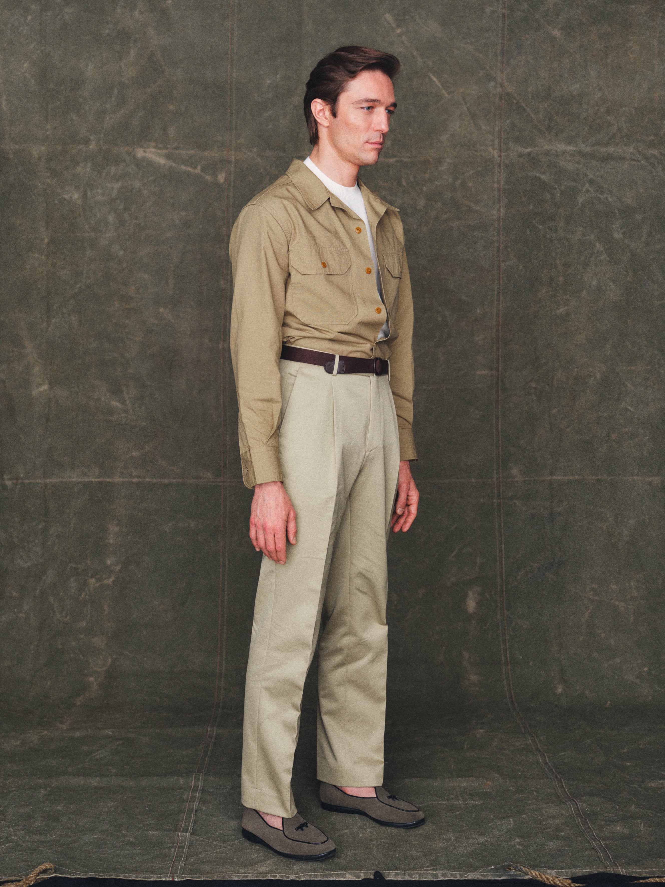 Cotton Slacks in Khaki