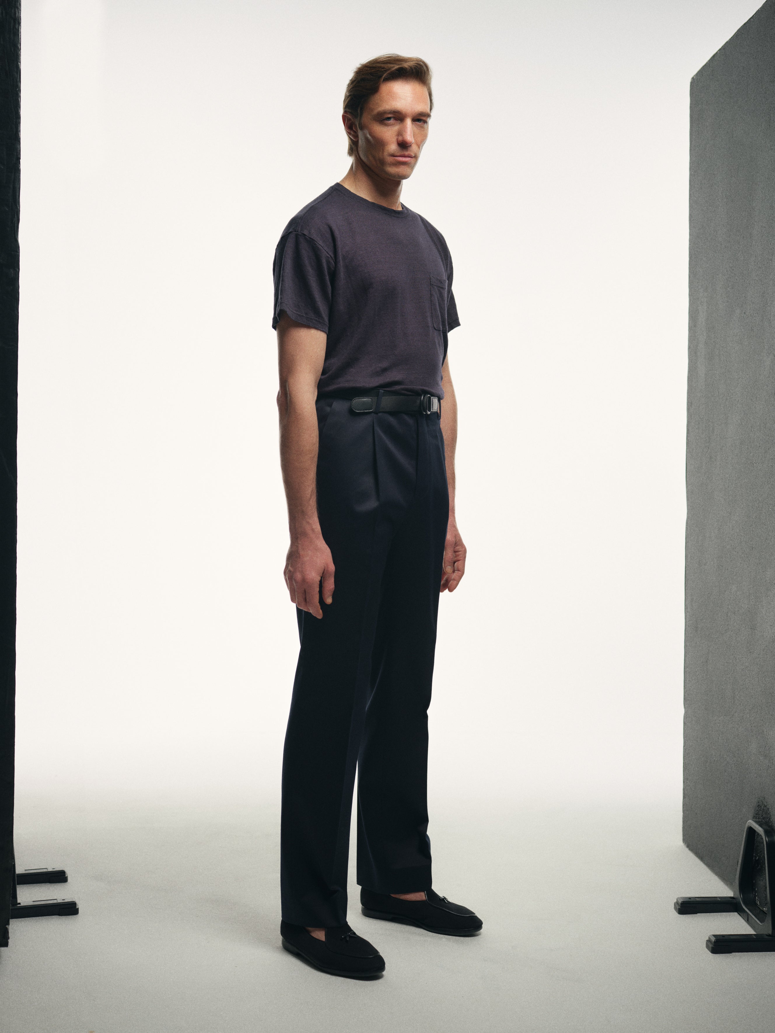 Cotton Slacks in Navy