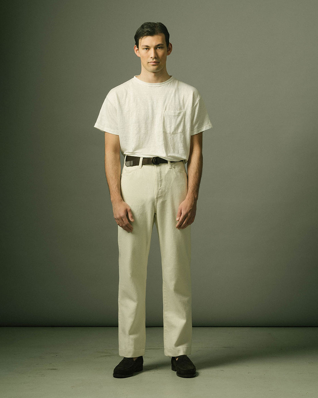 French Pocket Deck Pant in Ecru Denim