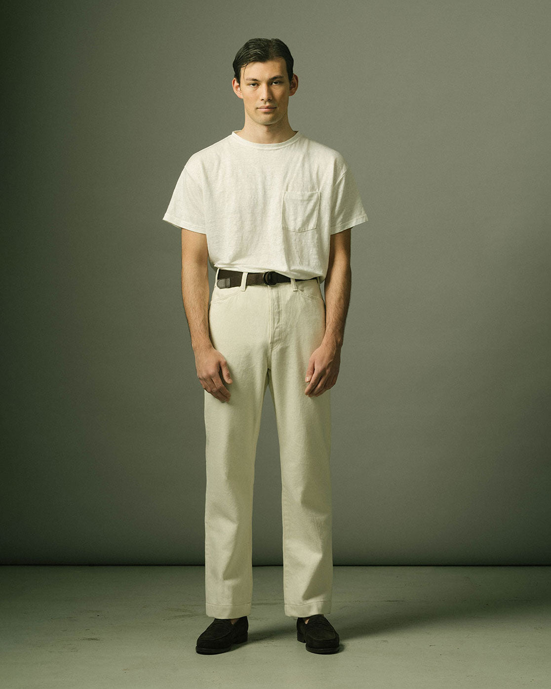 French Pocket Deck Pant in Ecru Denim