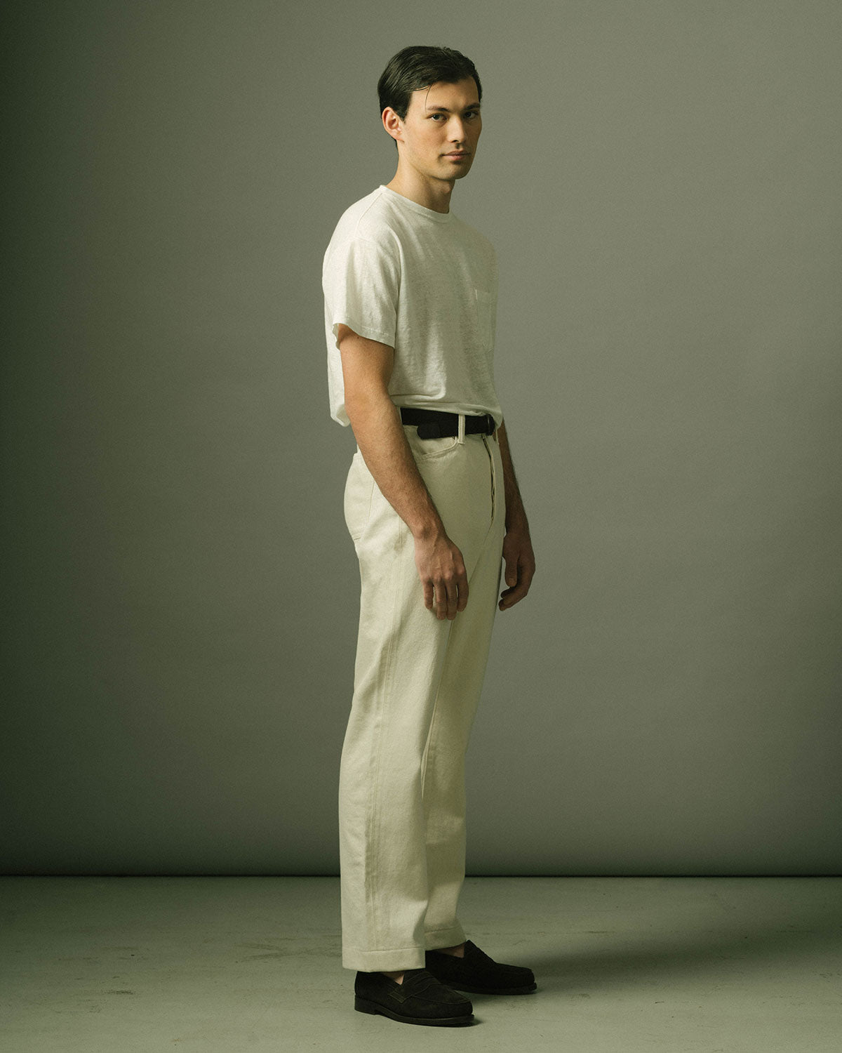 French Pocket Deck Pant in Ecru Denim