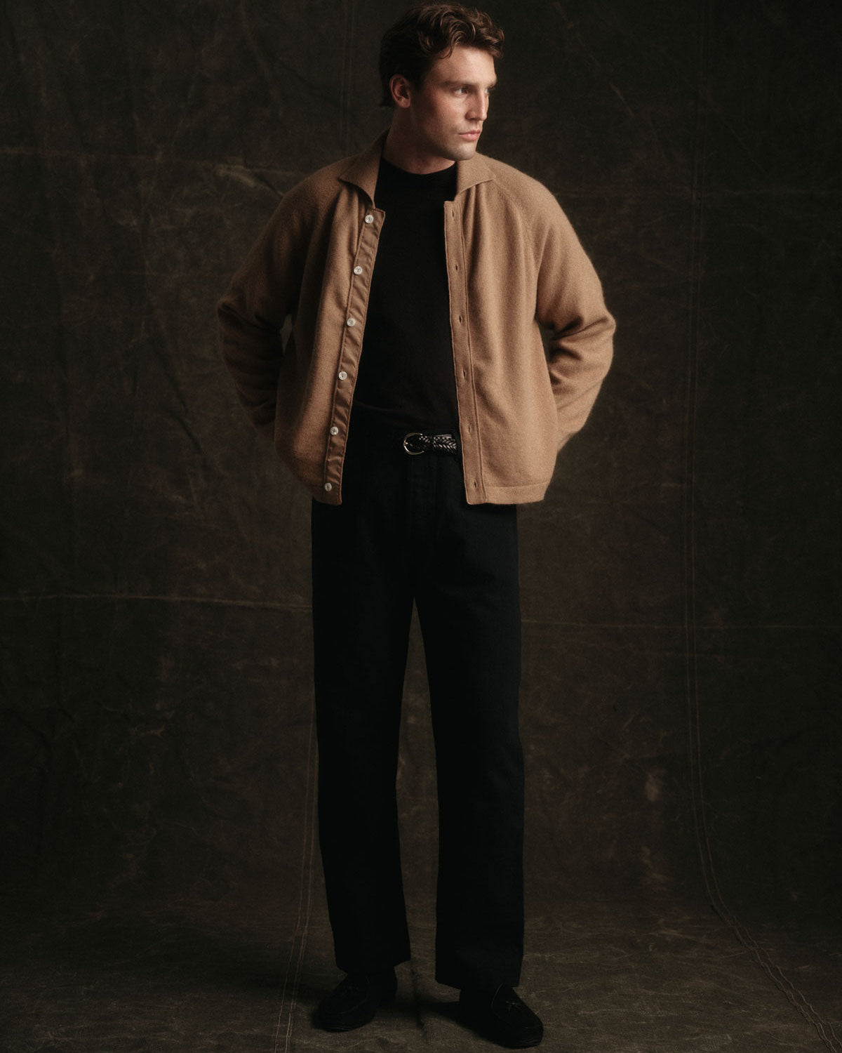 Button-Through Polo in Natural Camelhair