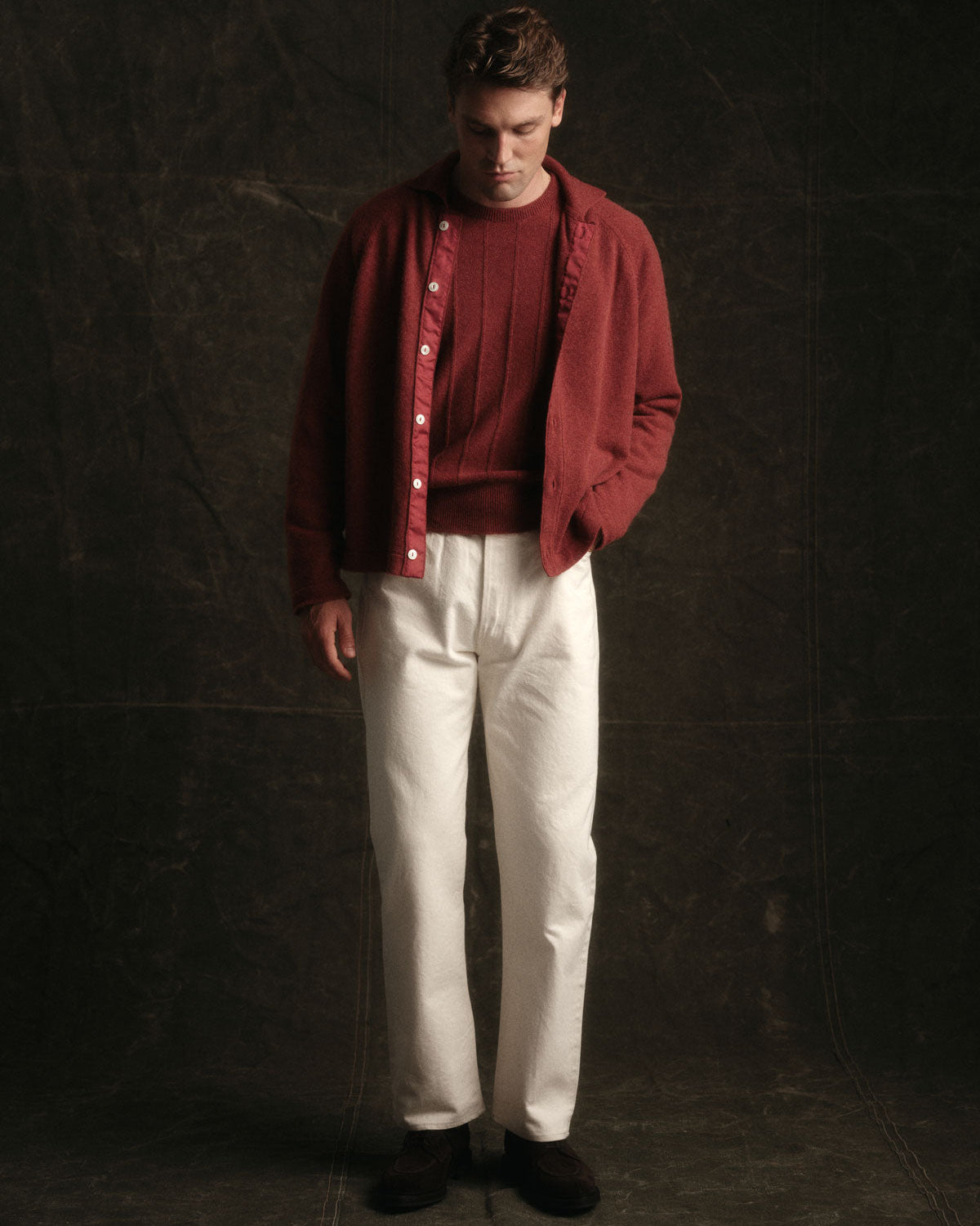 Button-Through Polo in Persimmon Camelhair