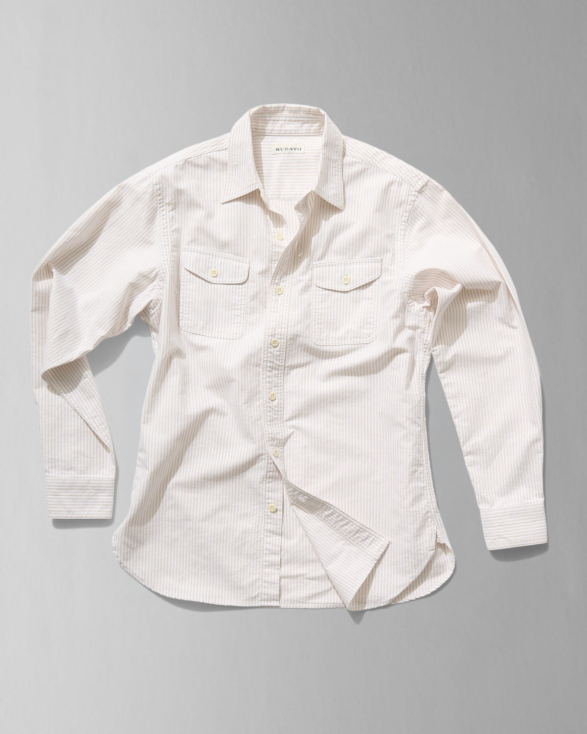 "R" Shirt in Beige Stripe