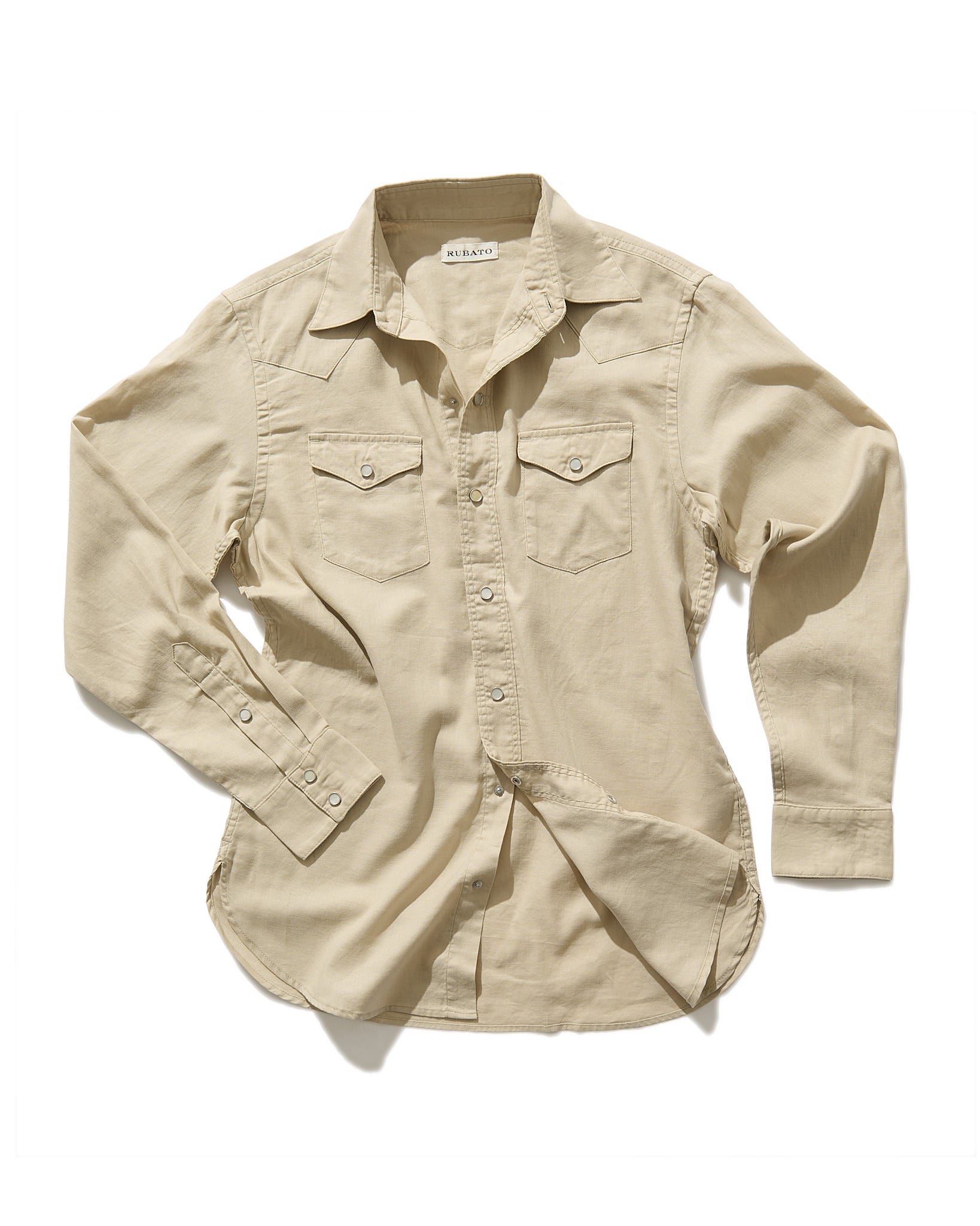 Lightweight Roper Shirt in Beige  Brushed Cotton/Linen