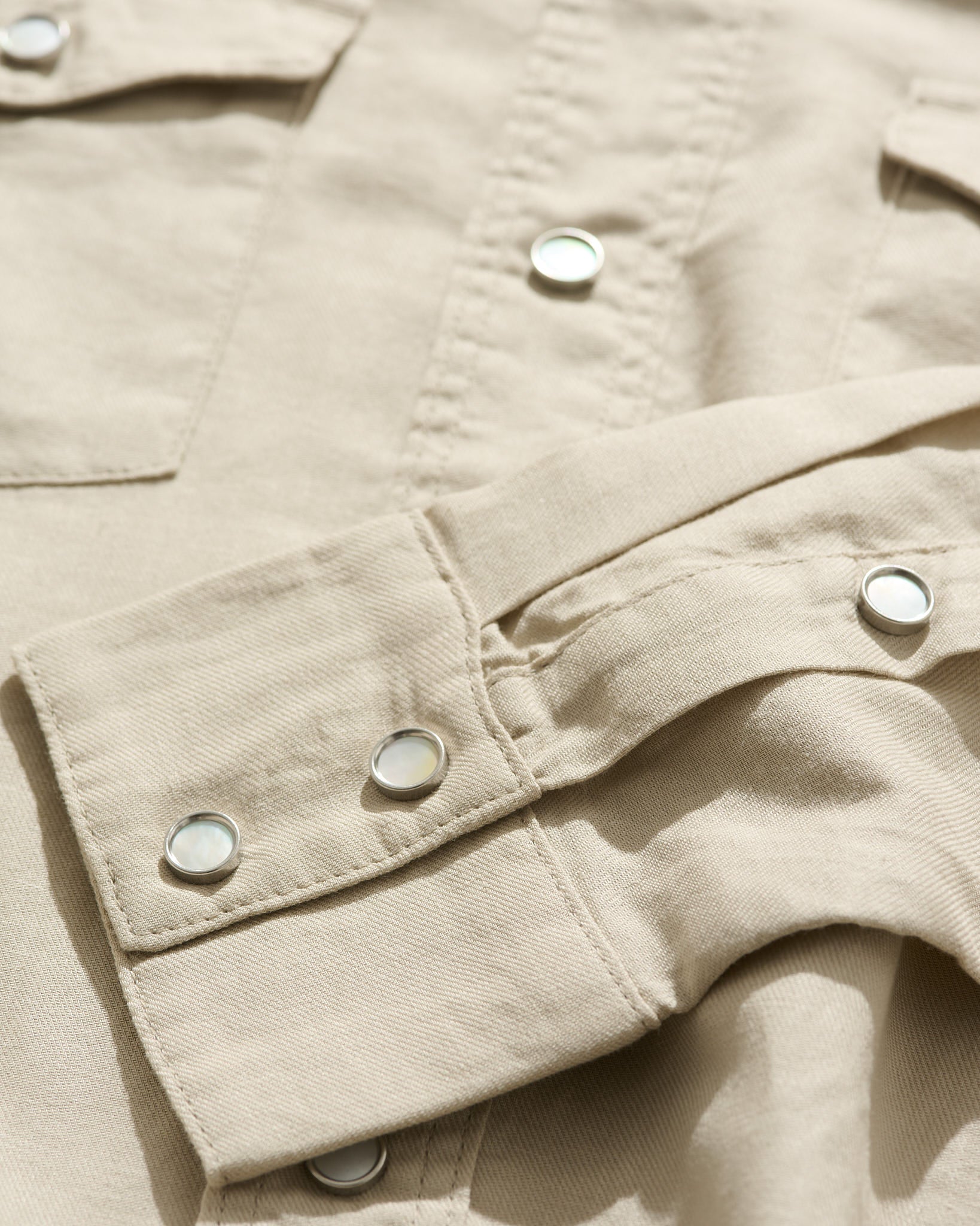 Lightweight Roper Shirt in Beige  Brushed Cotton/Linen