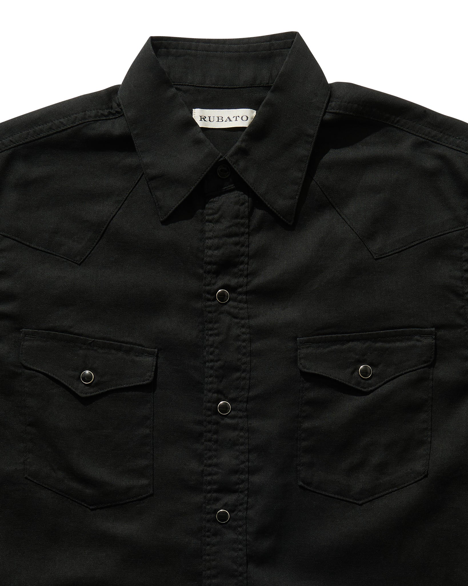 Lightweight Roper Shirt in Black Brushed Cotton/Linen